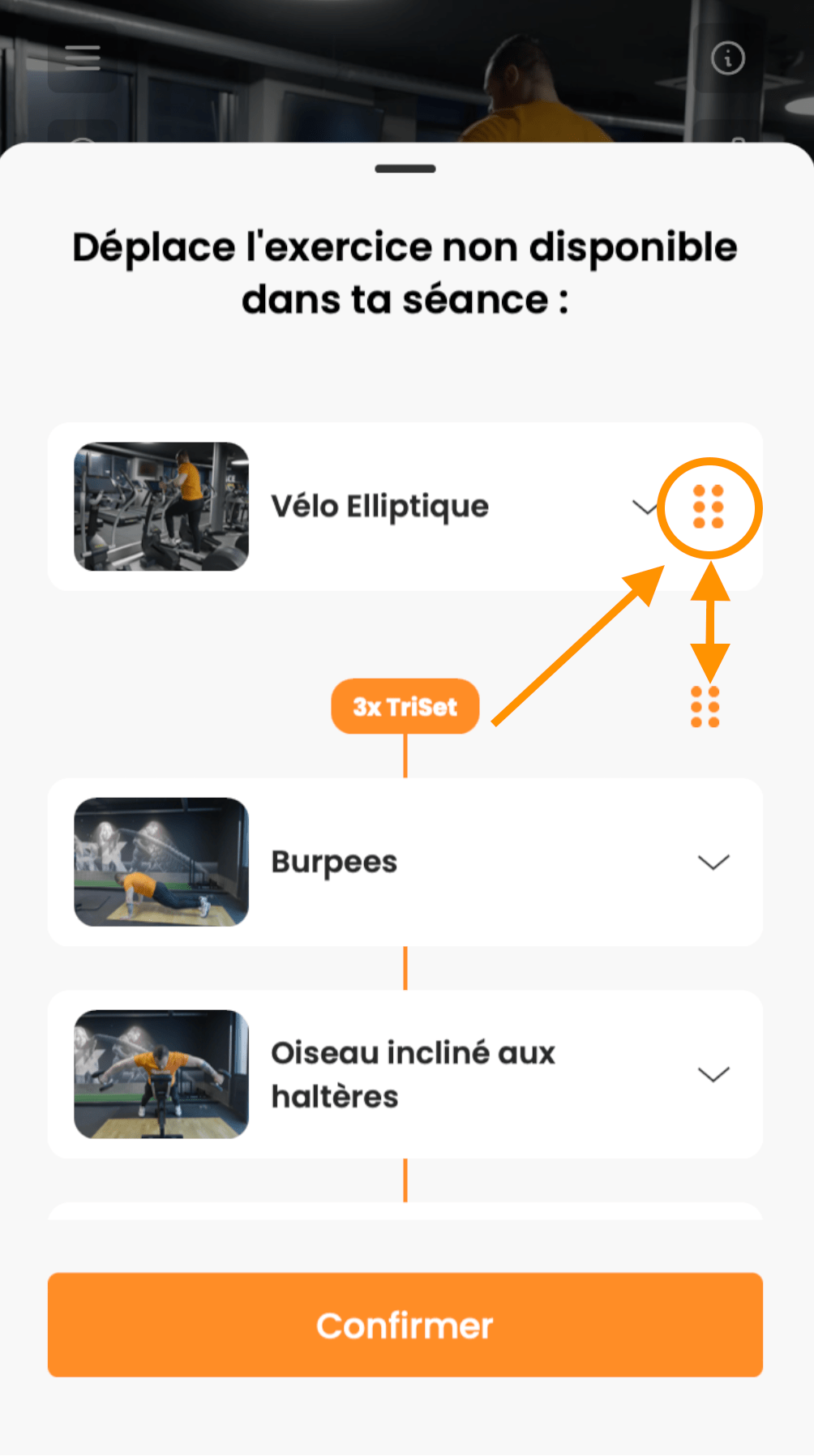 Reorder exercises in a workout — screenshot 5