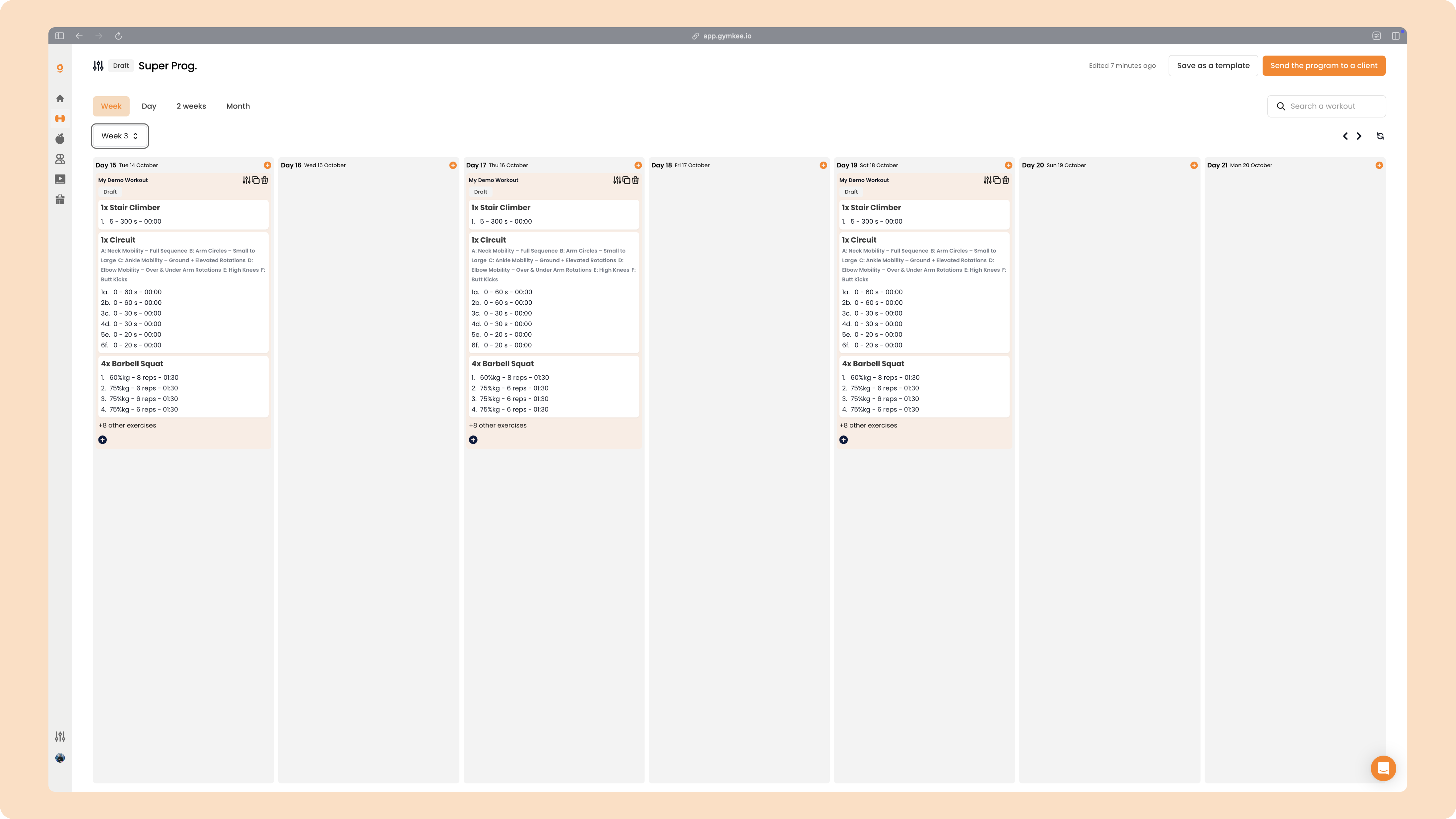 Créer un programme sportif sur Gymkee — screenshot 90