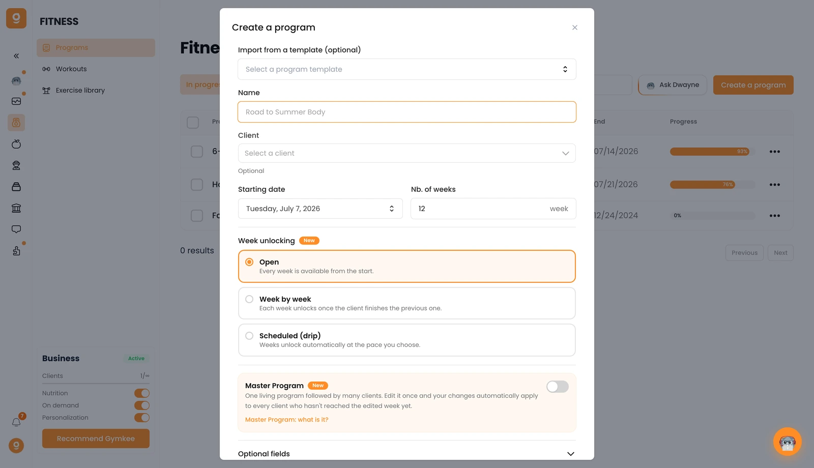 Gymkeeでフィットネスプログラムを作成する — screenshot 1
