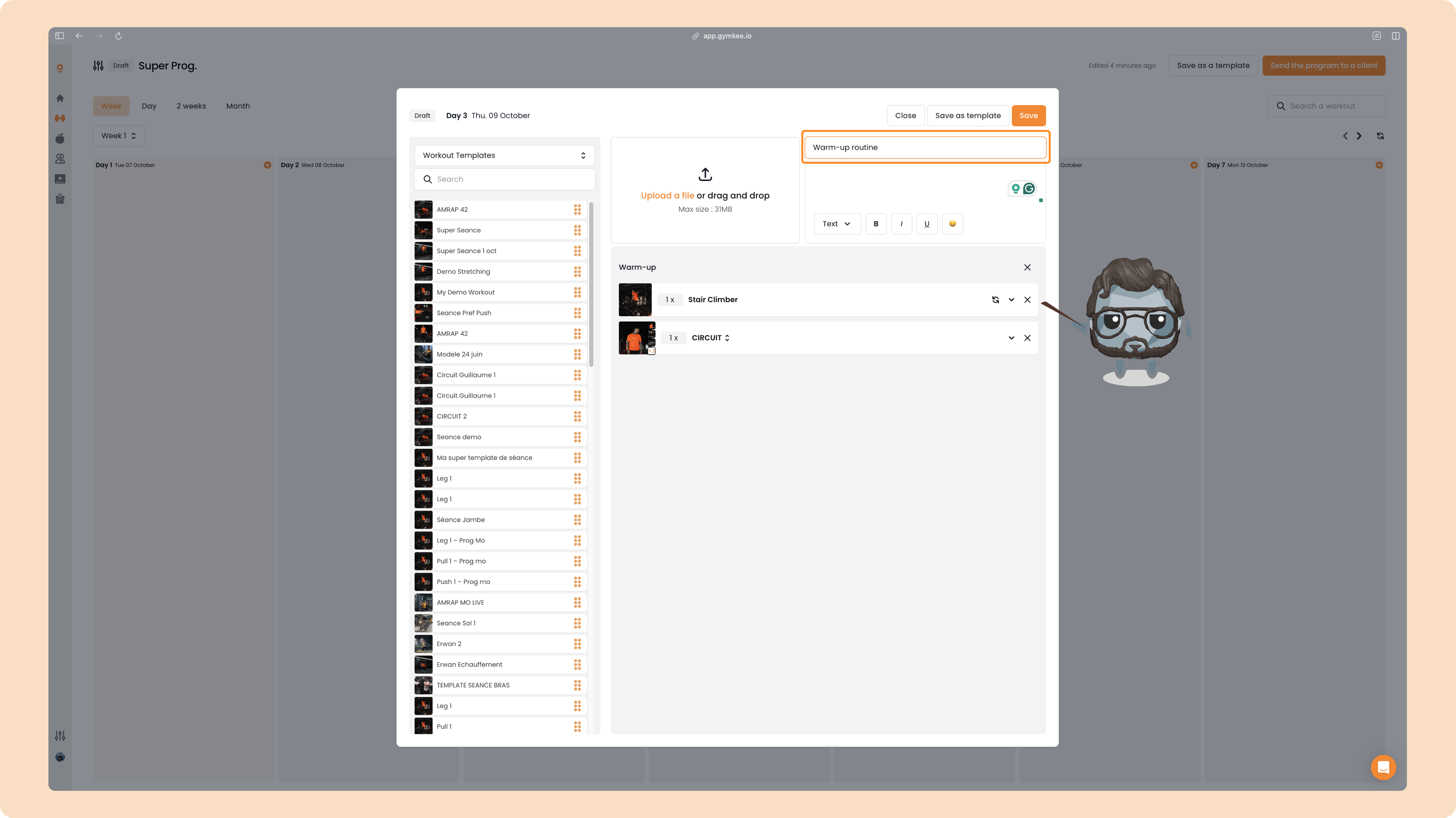 Créer un programme sportif sur Gymkee — screenshot 73
