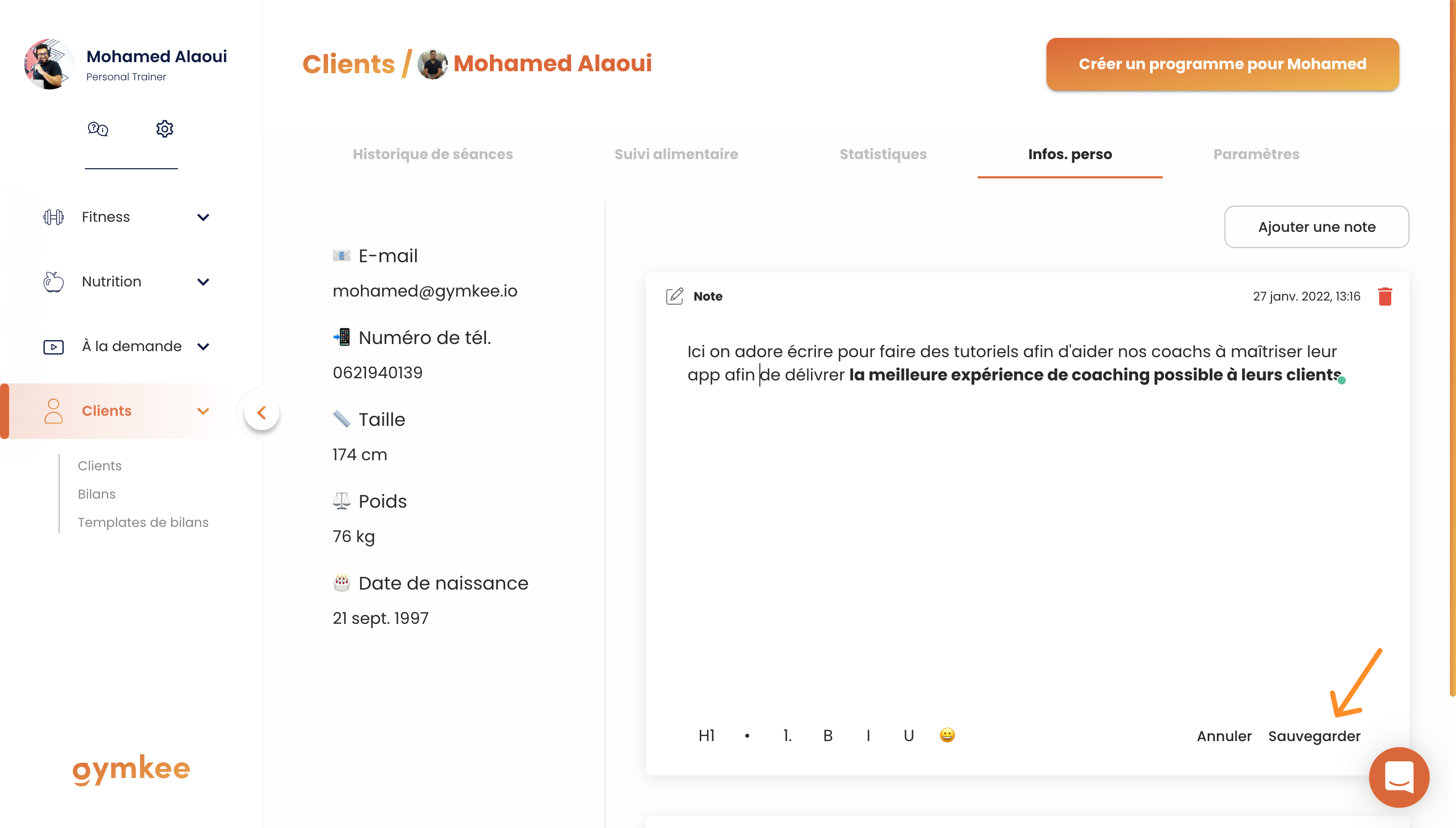 Prendre des notes sur ses clients — screenshot 2