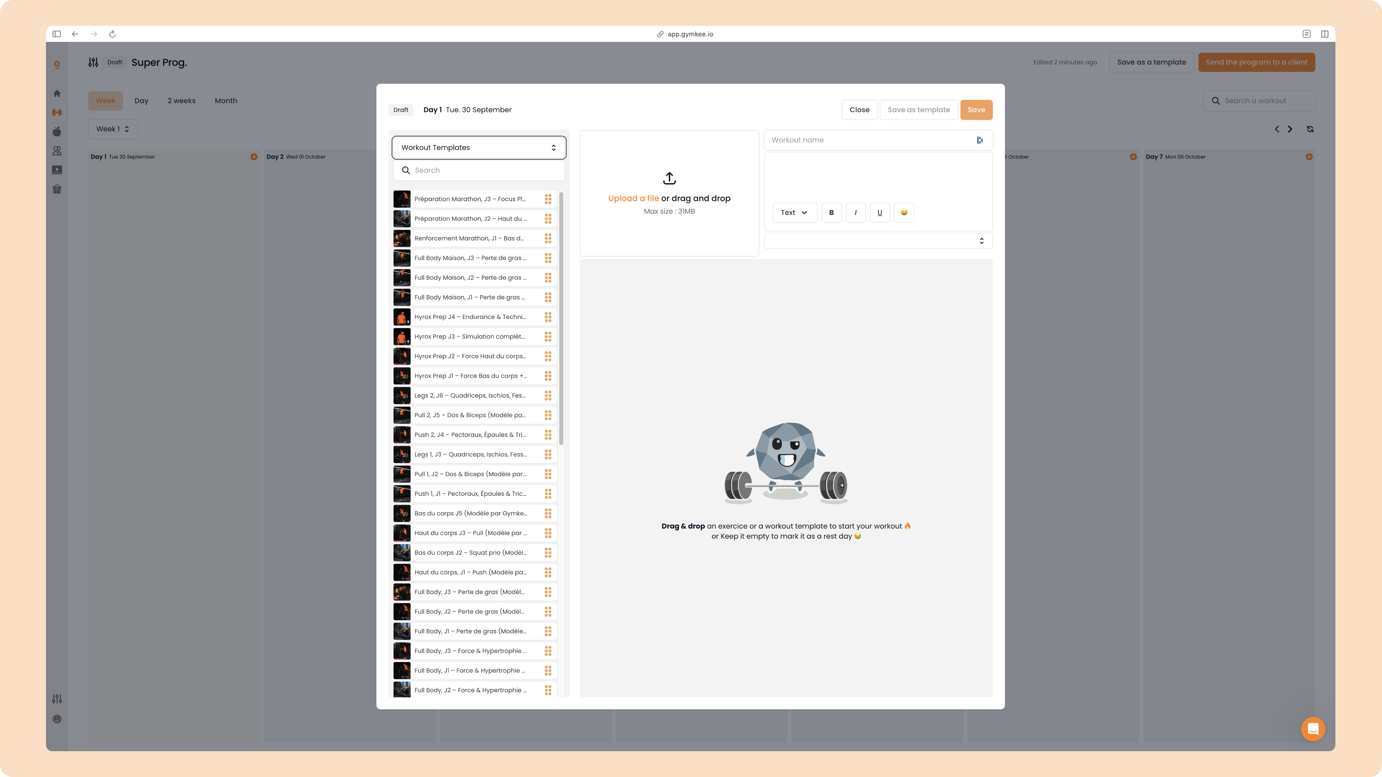 Créer un programme sportif sur Gymkee — screenshot 22