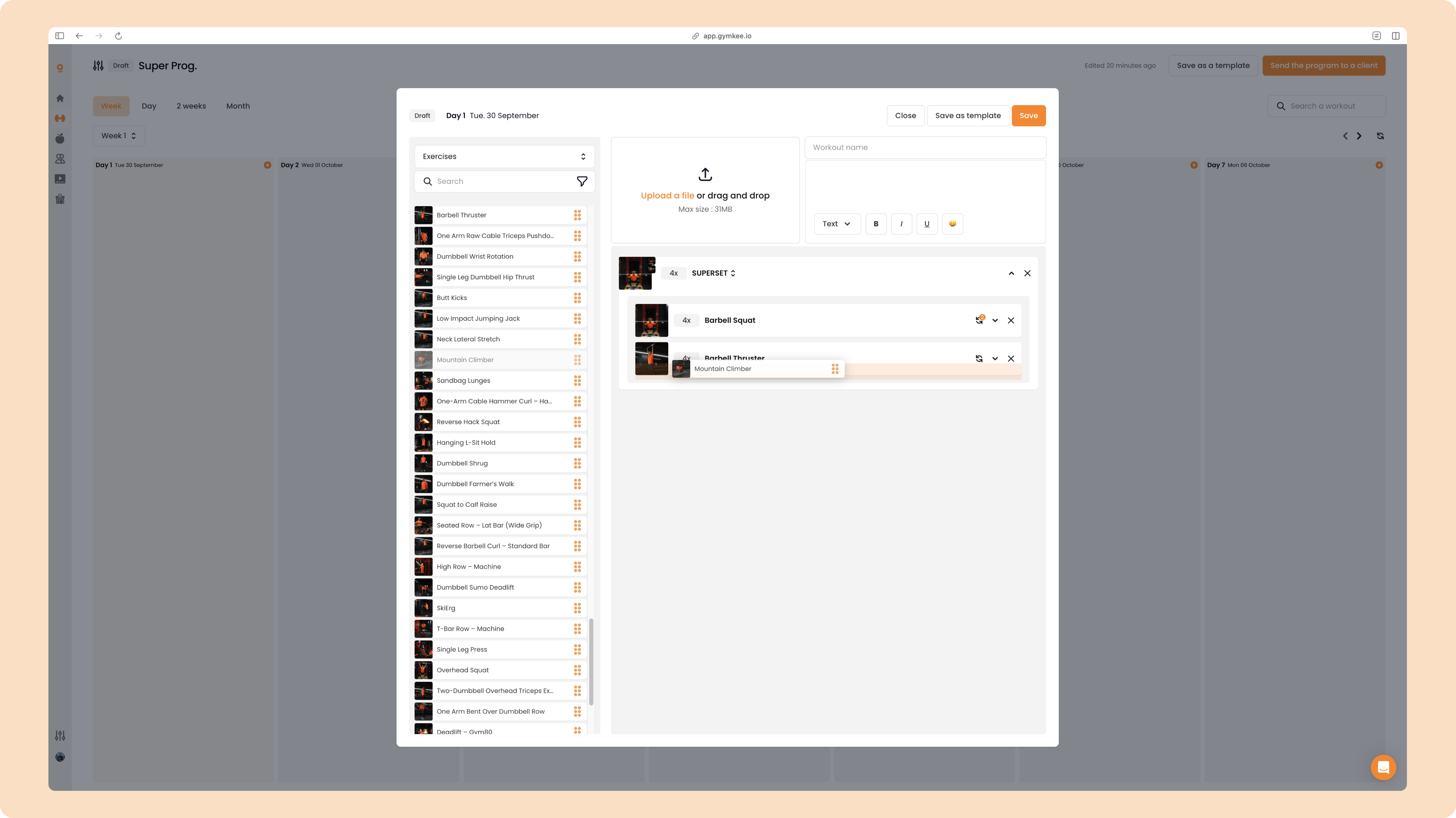 Créer un programme sportif sur Gymkee — screenshot 57