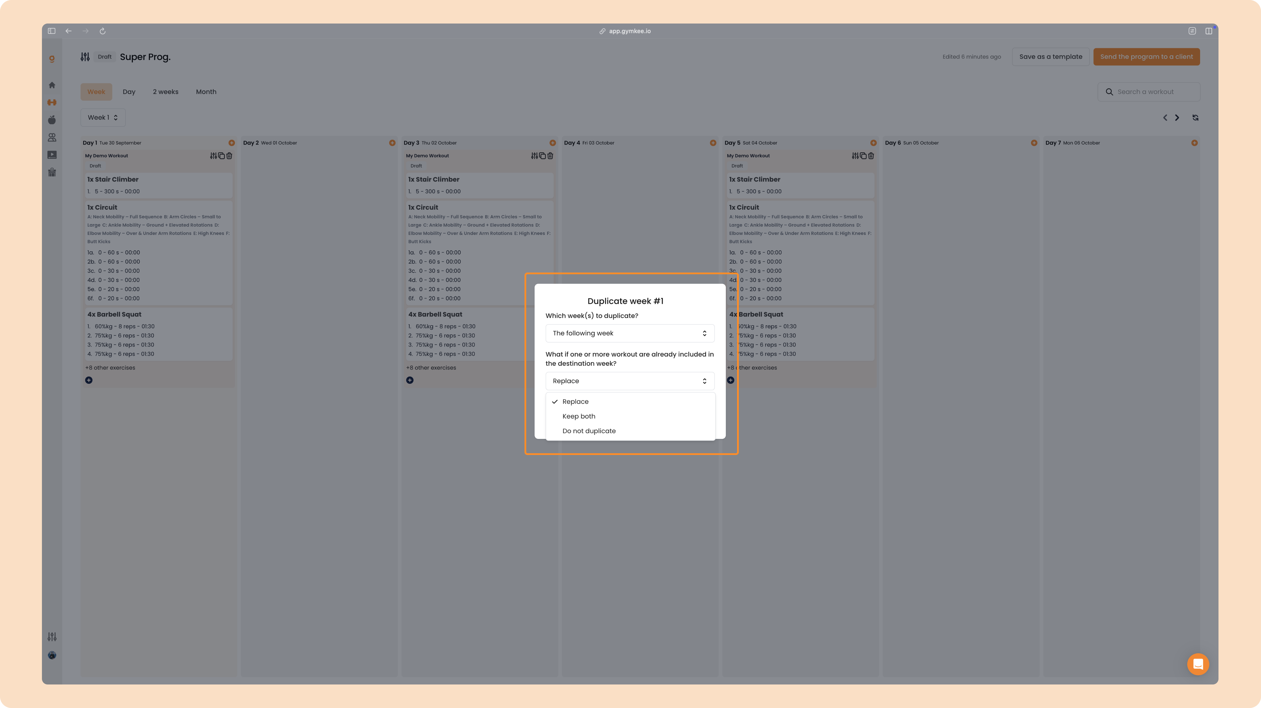 Créer un programme sportif sur Gymkee — screenshot 86