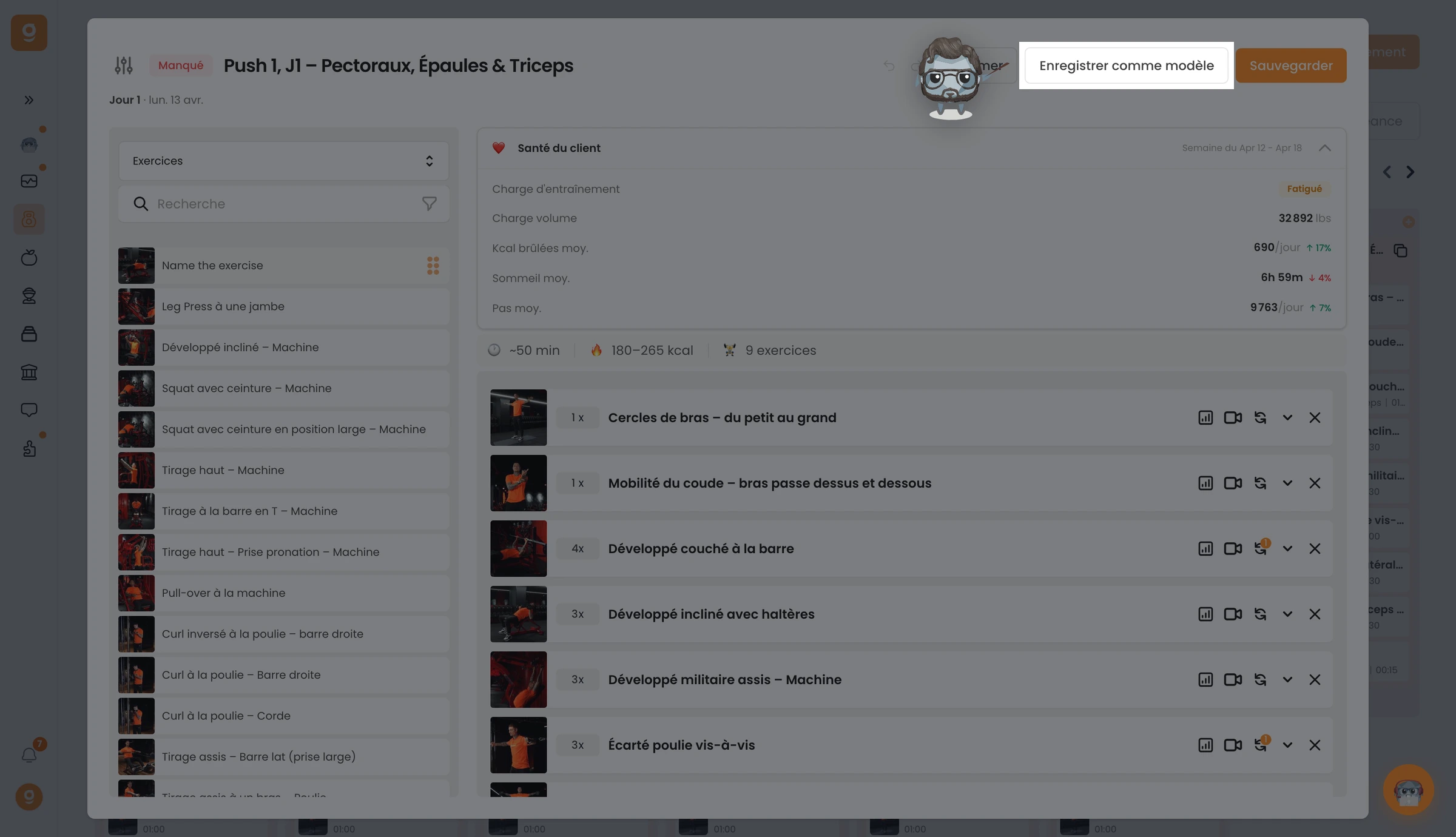Créer des modèles de block de séances, routines d'échauffements ou autre — screenshot 1