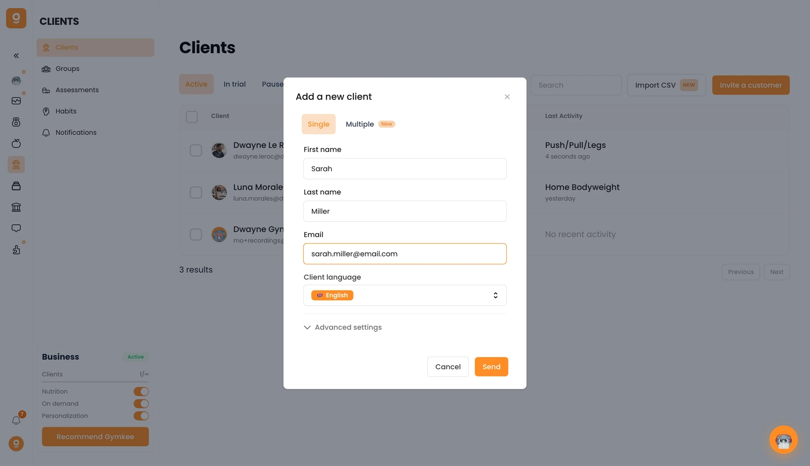 Add your first clients — screenshot 1
