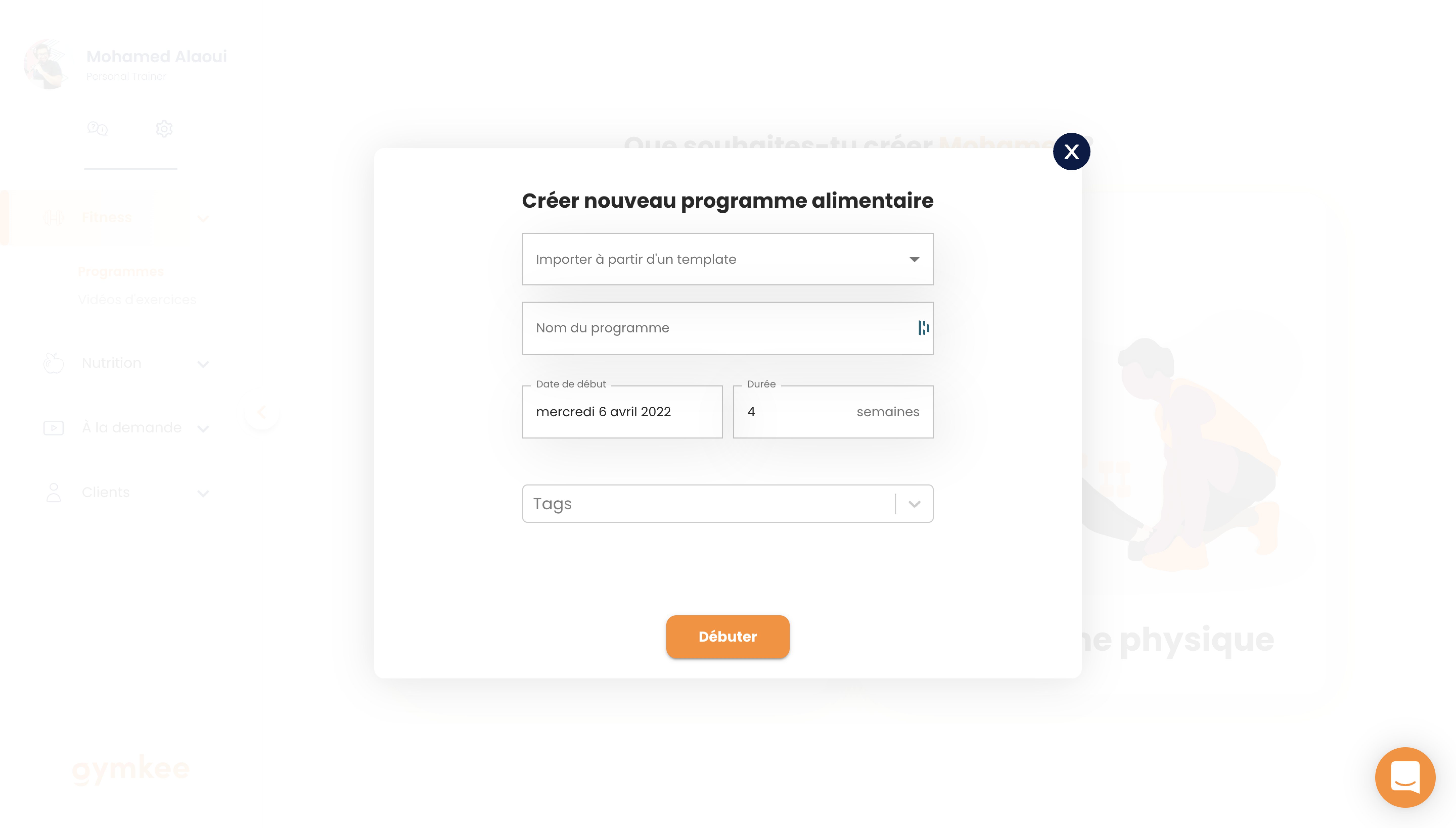 Créer un programme alimentaire sur Gymkee — screenshot 3