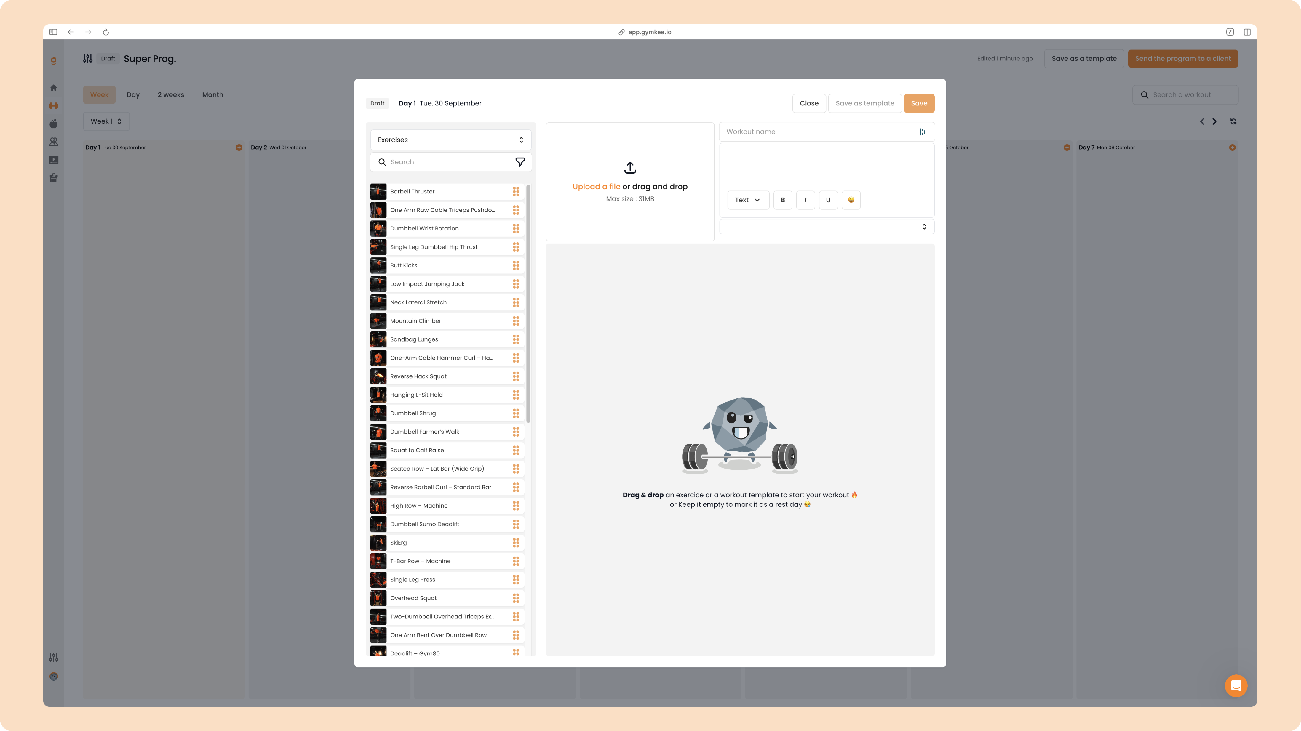 Créer un programme sportif sur Gymkee — screenshot 10