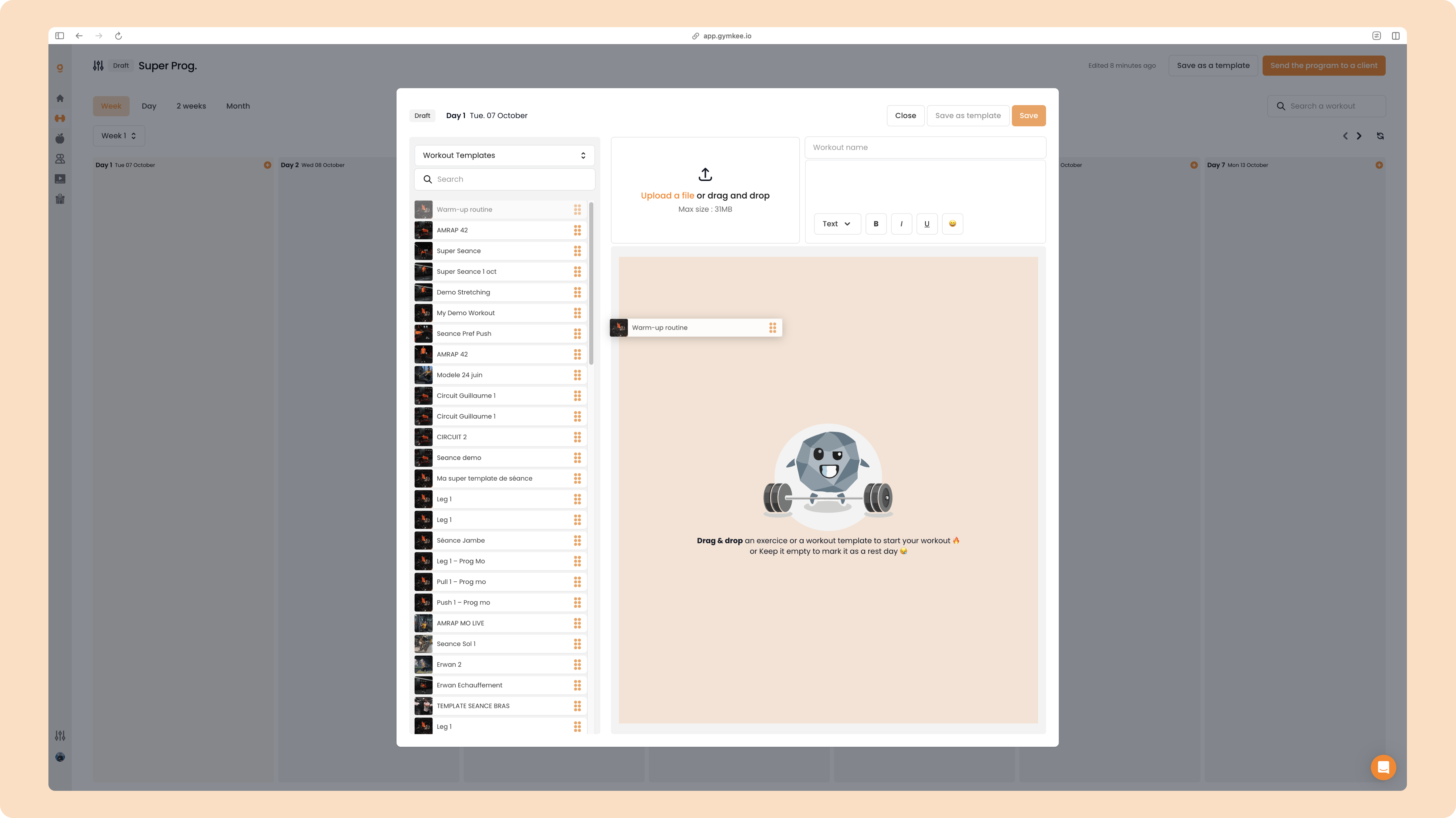 Créer un programme sportif sur Gymkee — screenshot 75