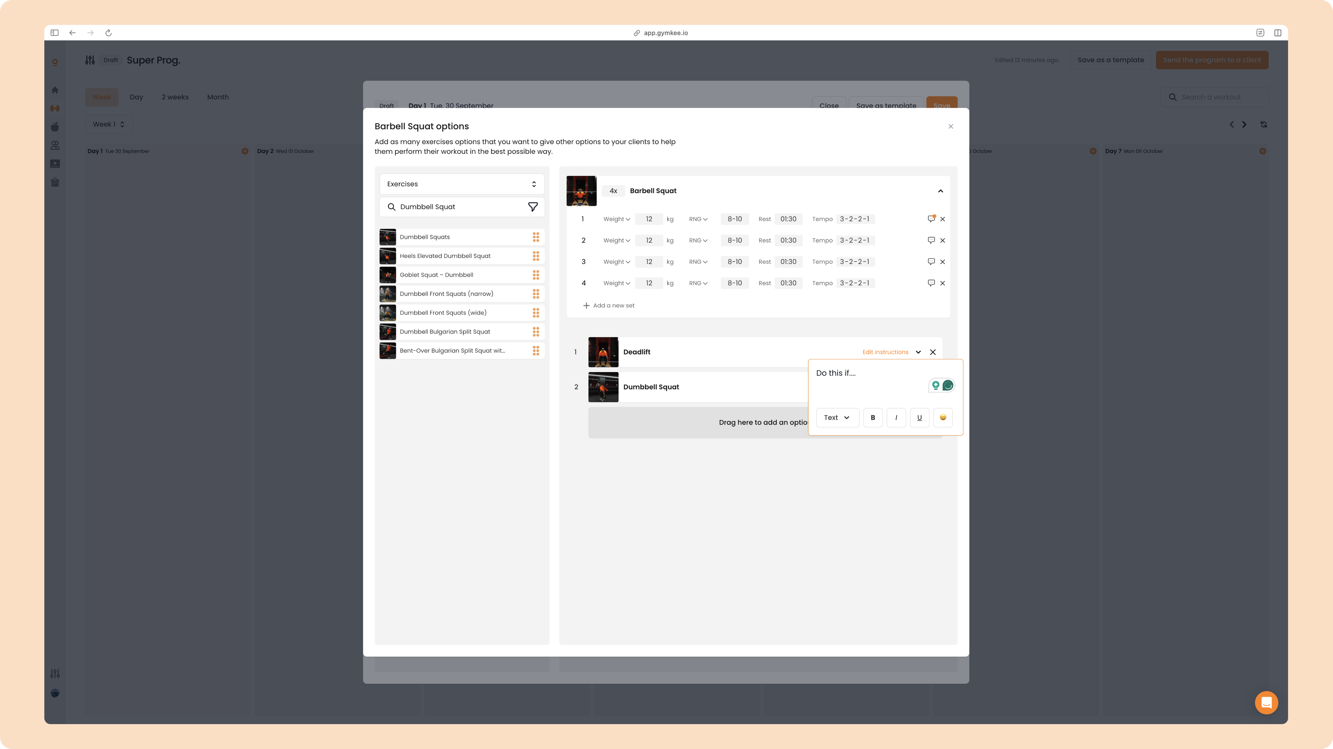 Créer un programme sportif sur Gymkee — screenshot 53