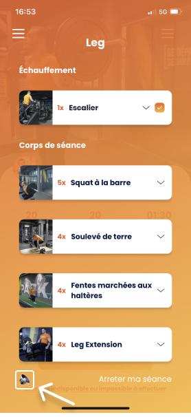 Effectuer une séance sur Gymkee — screenshot 35