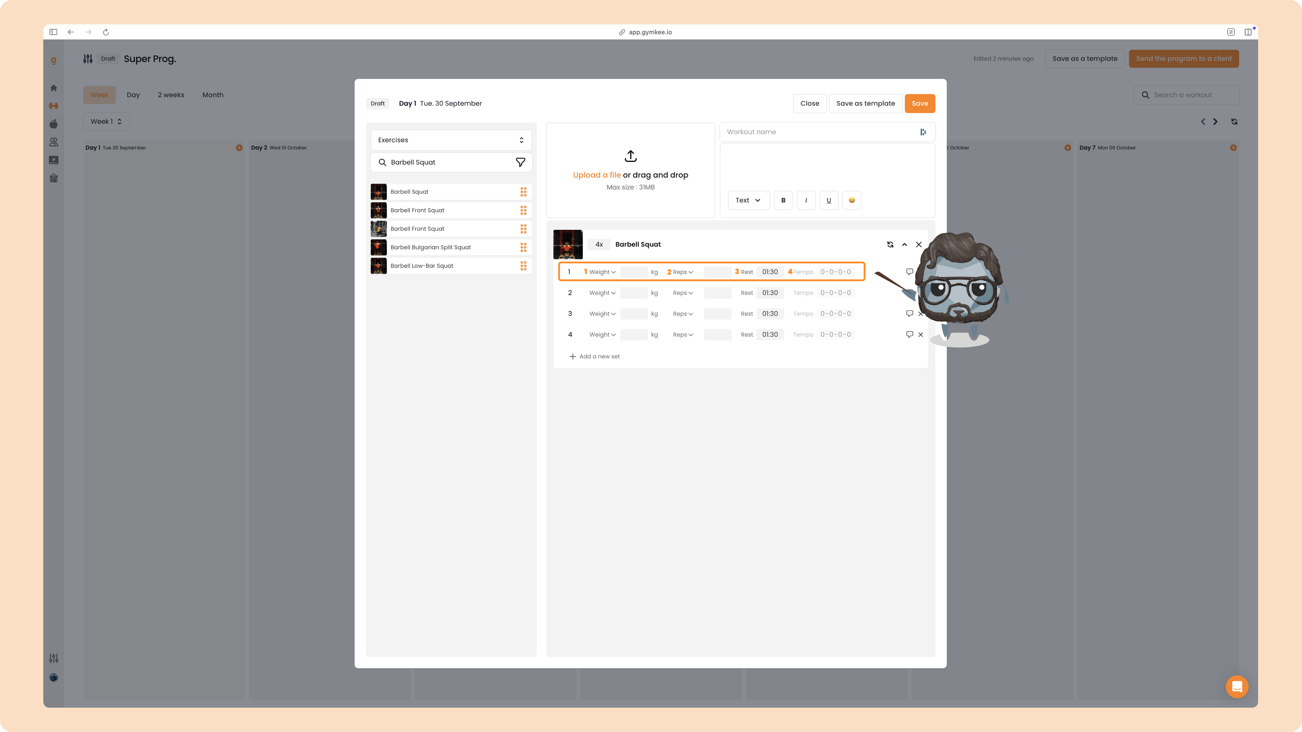 Comment bien configurer ses exercices dans une séance (les labels d'instructions sur Gymkee) — screenshot 1