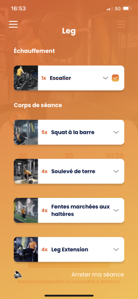Effectuer une séance sur Gymkee — screenshot 34