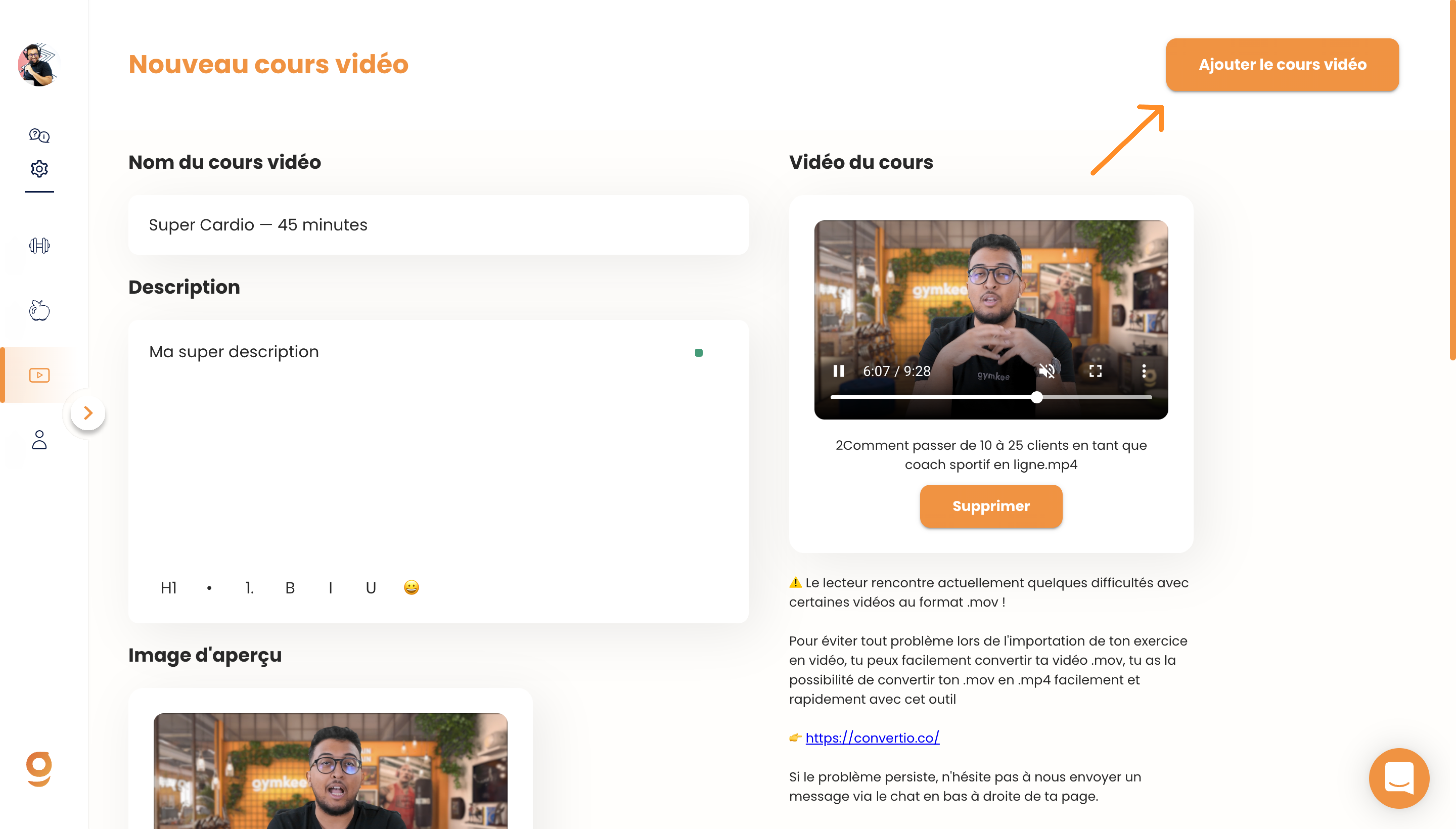 Gymkeeに動画コースを追加する — screenshot 11