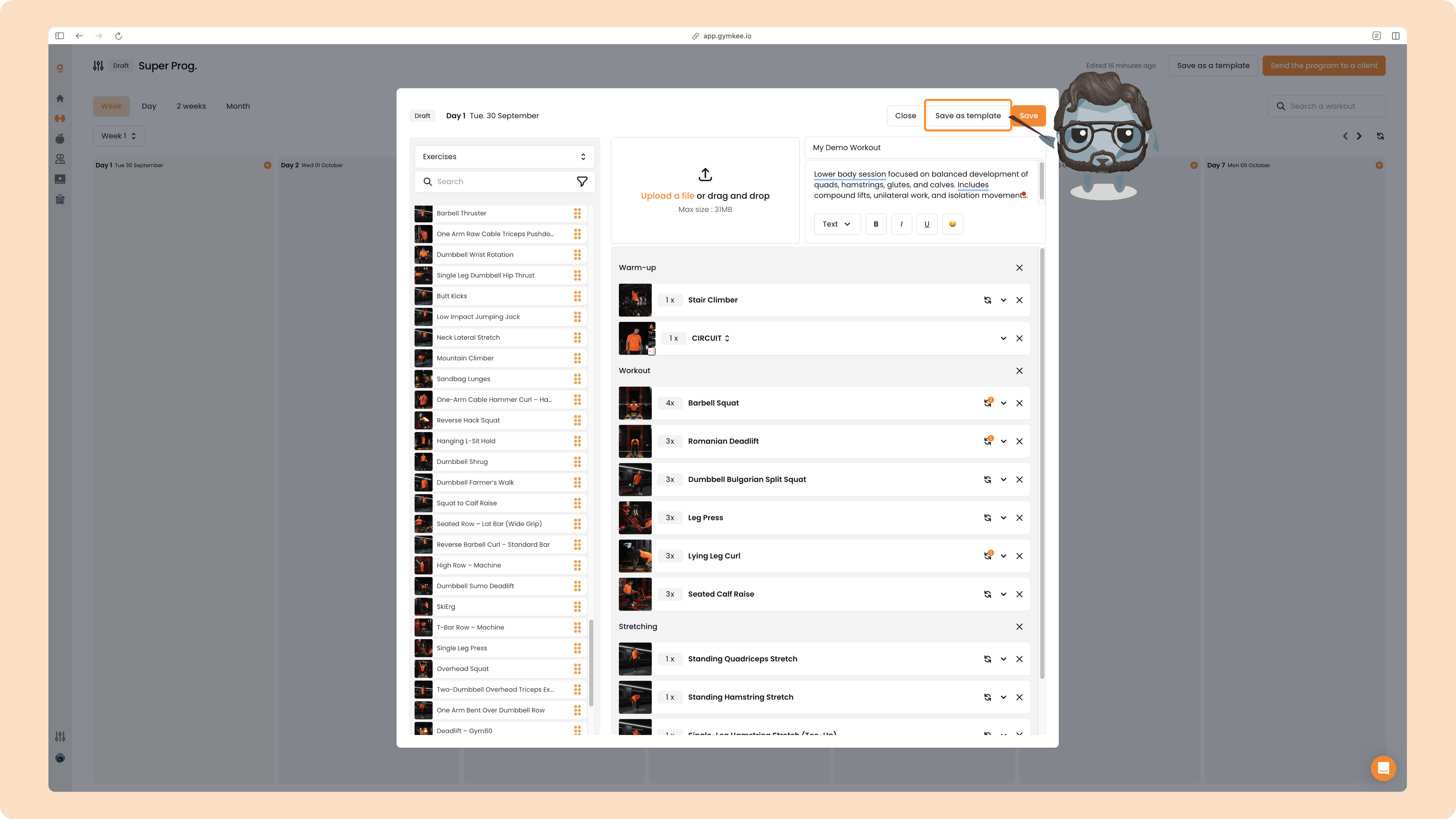 Créer un programme sportif sur Gymkee — screenshot 68