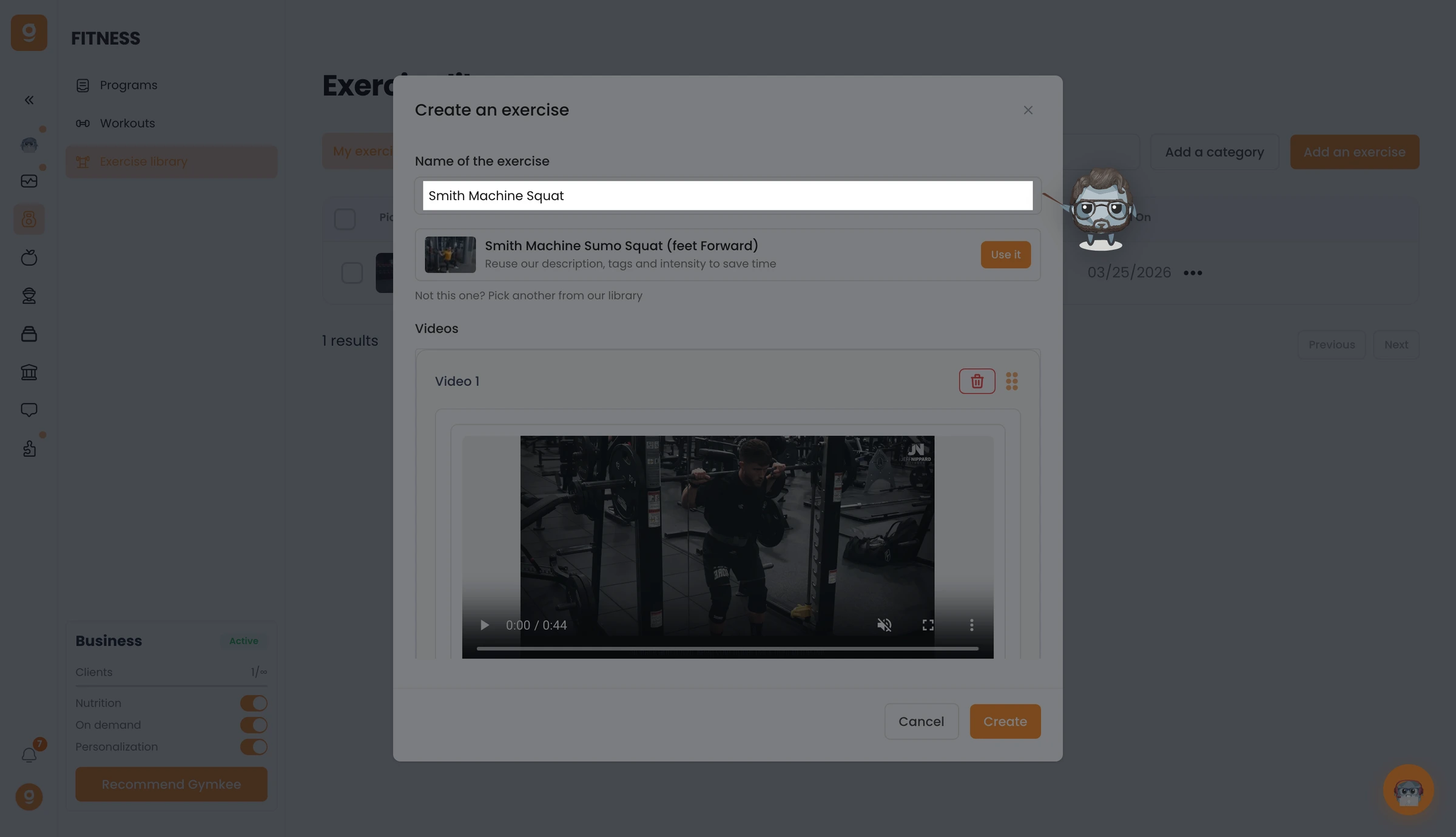 Add your own exercise videos on Gymkee — screenshot 3