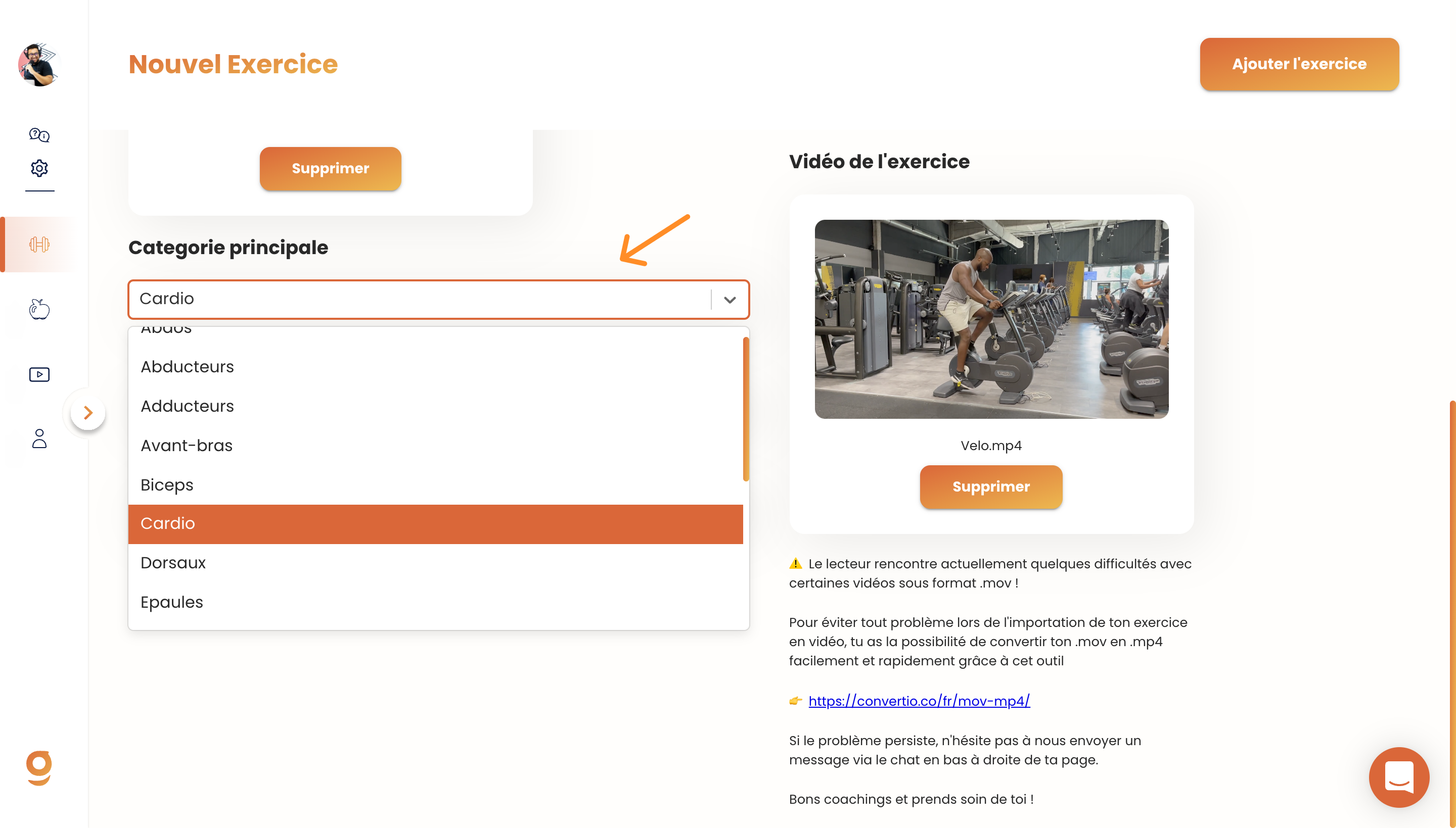 Ajouter ses propres vidéos d'exercices sur Gymkee — screenshot 7