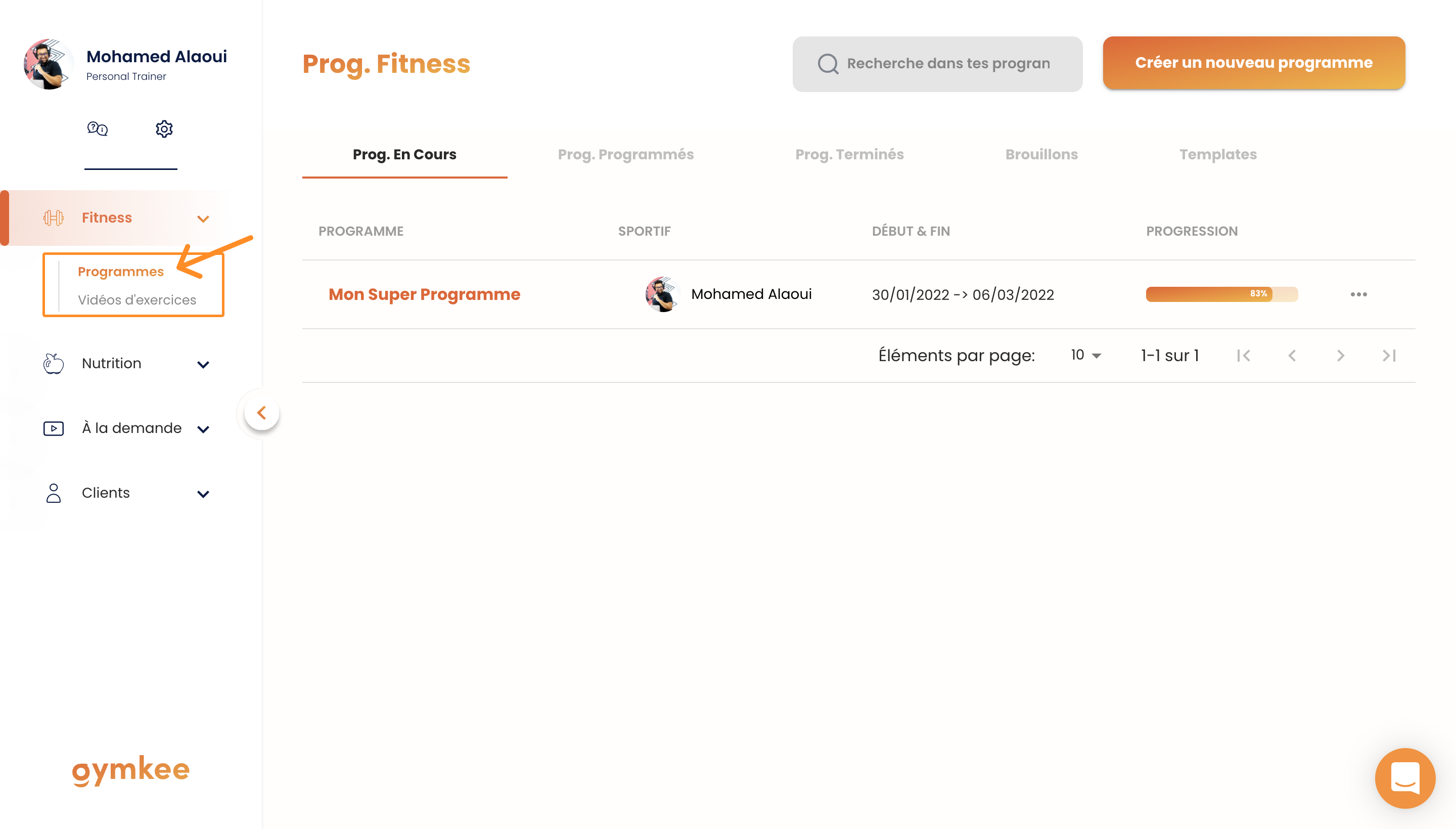 Modifier un programme sportif — screenshot 1