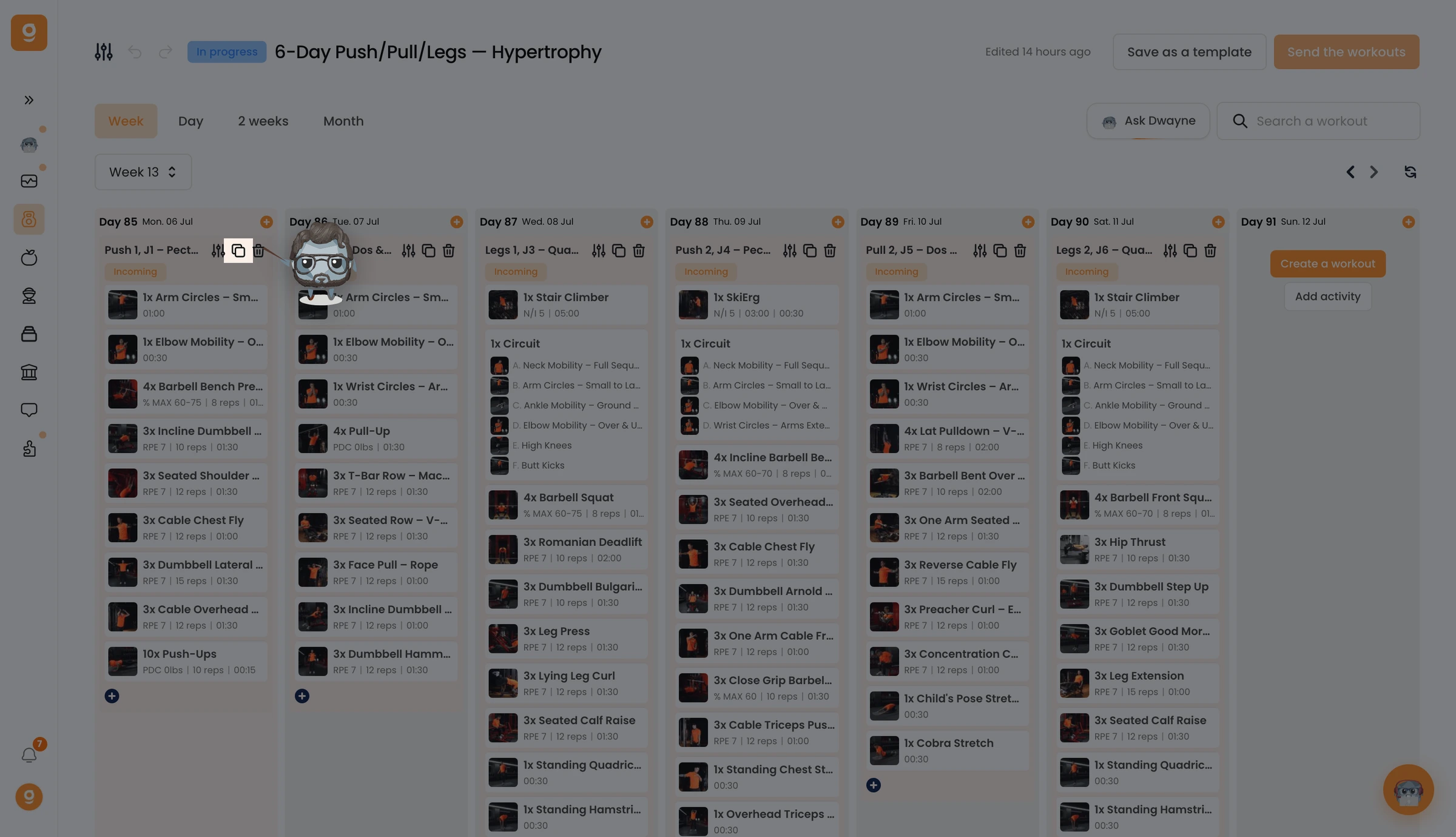 Workouts in einem Fitnessprogramm kopieren & einfügen — screenshot 1