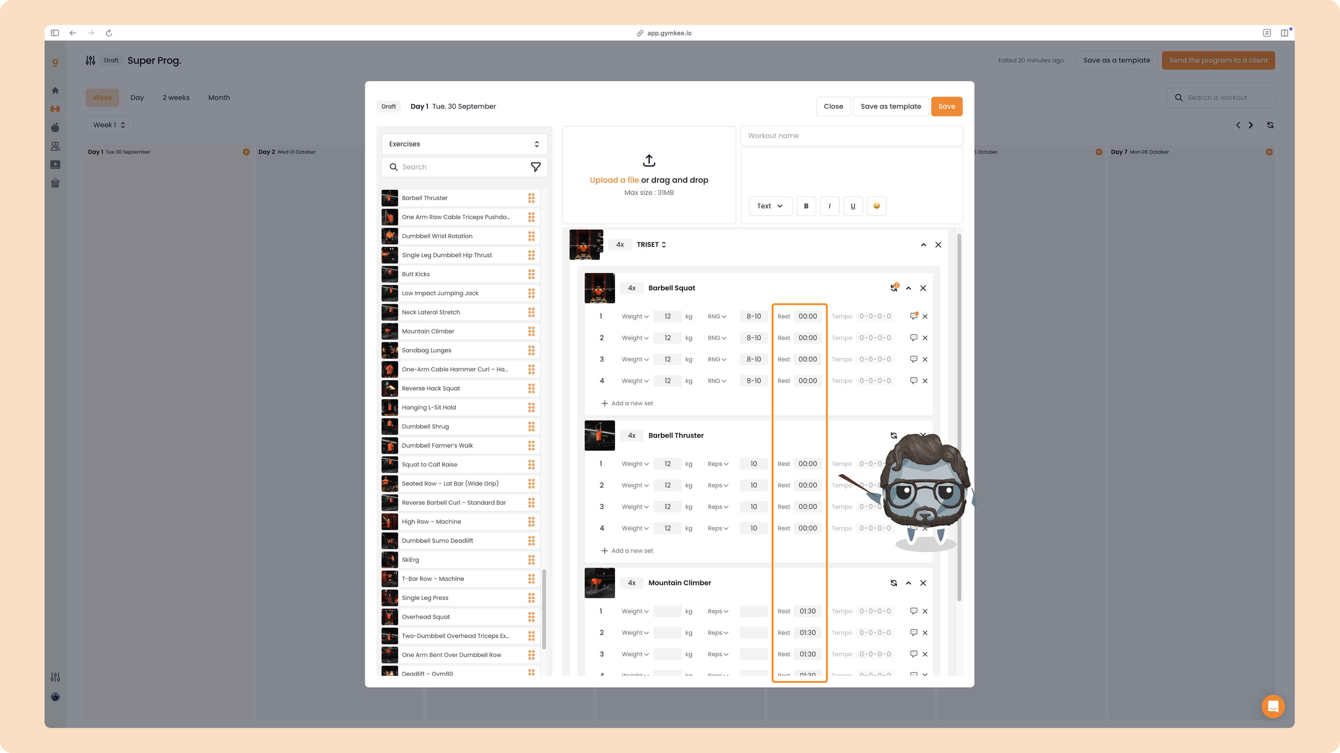 Créer un programme sportif sur Gymkee — screenshot 58