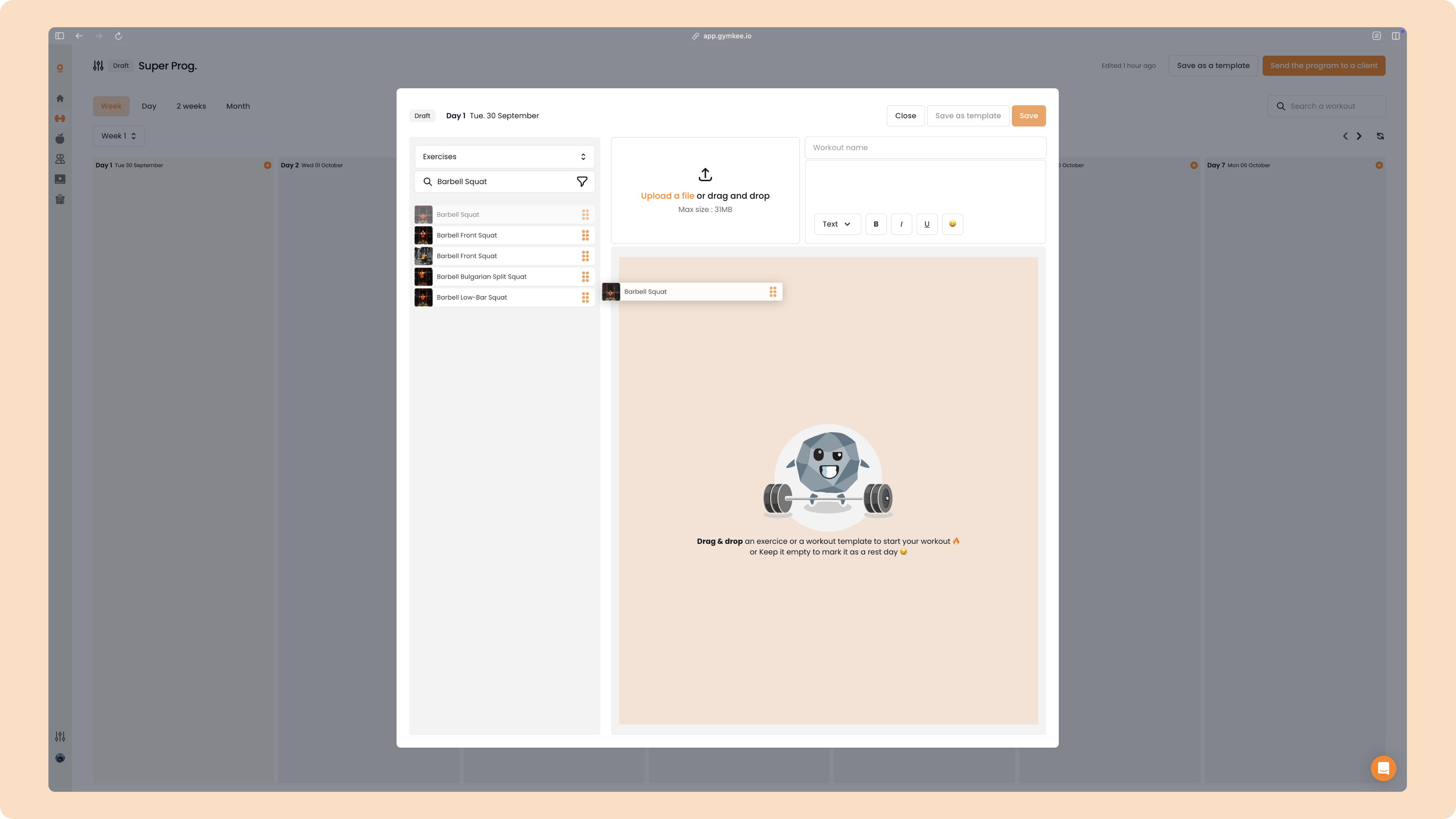 Créer un programme sportif sur Gymkee — screenshot 24
