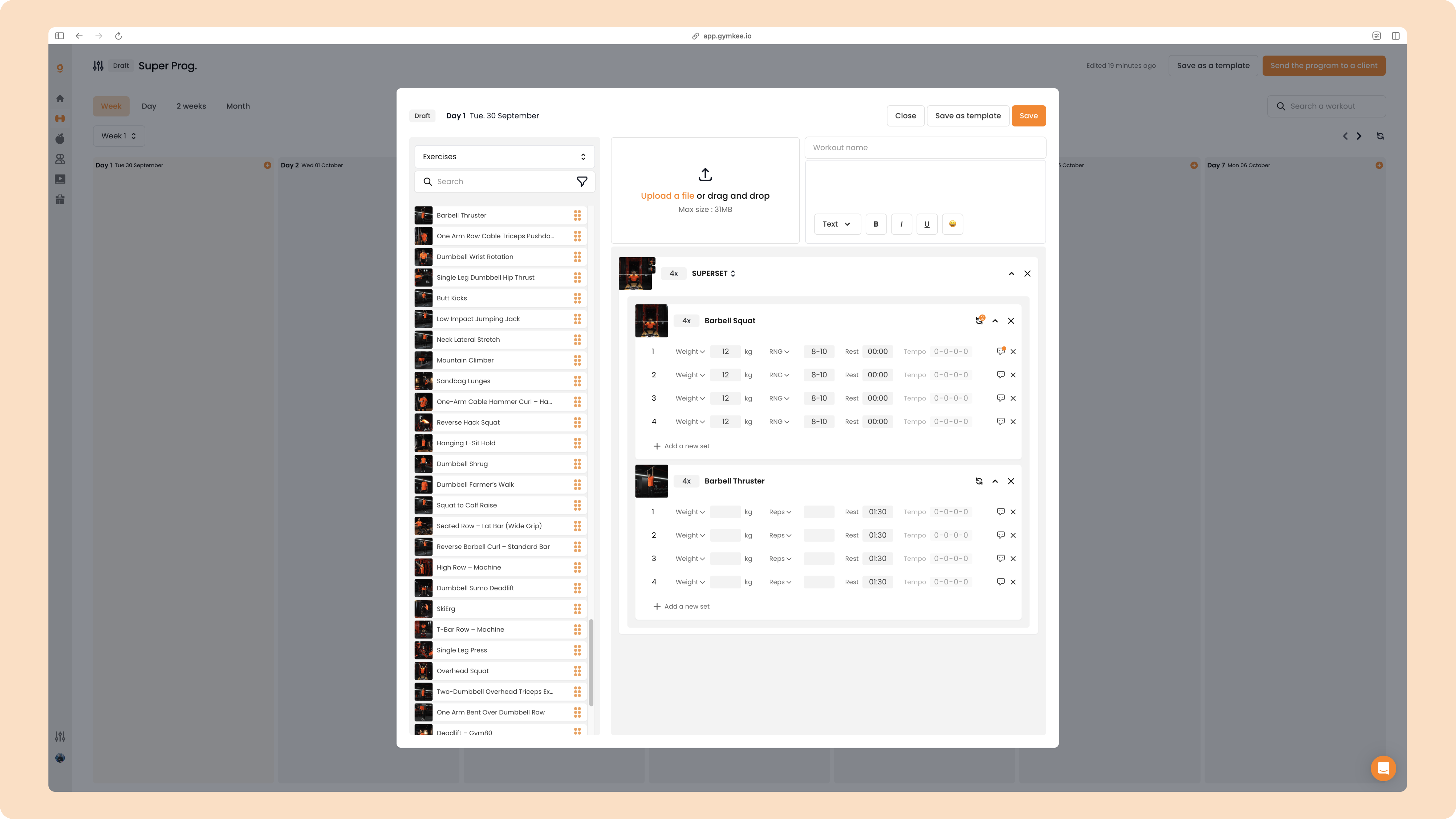 Créer des supersets, trisets, circuits, AMRAP, EMOM, TABATA etc... — screenshot 2