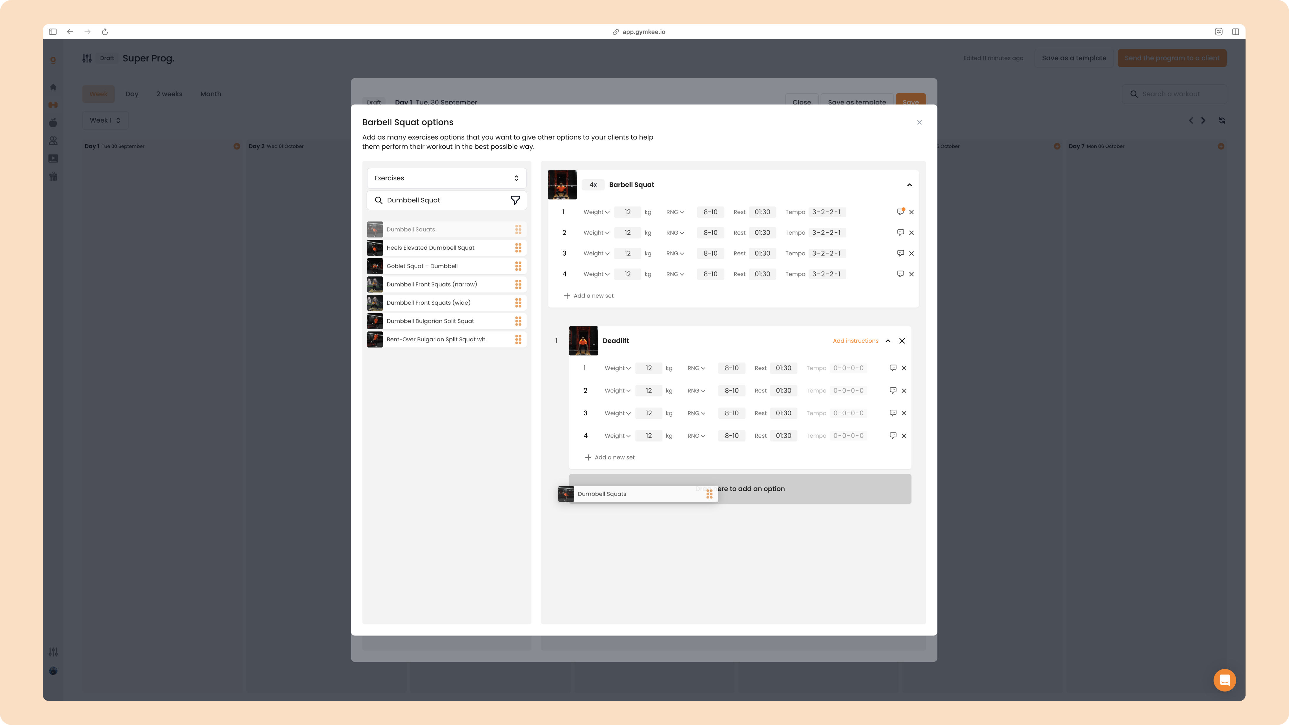 Créer un programme sportif sur Gymkee — screenshot 51