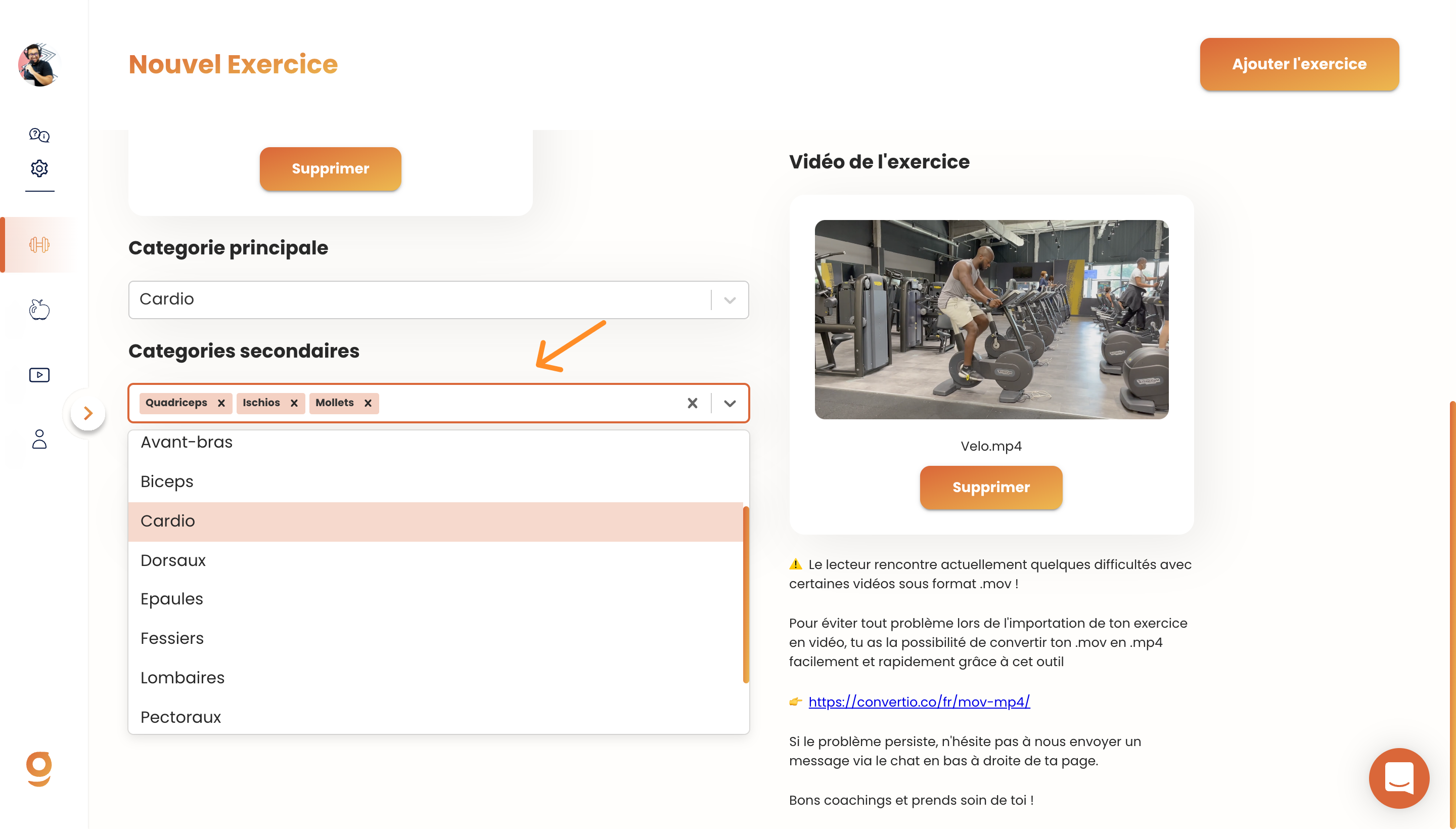 Ajouter ses propres vidéos d'exercices sur Gymkee — screenshot 8