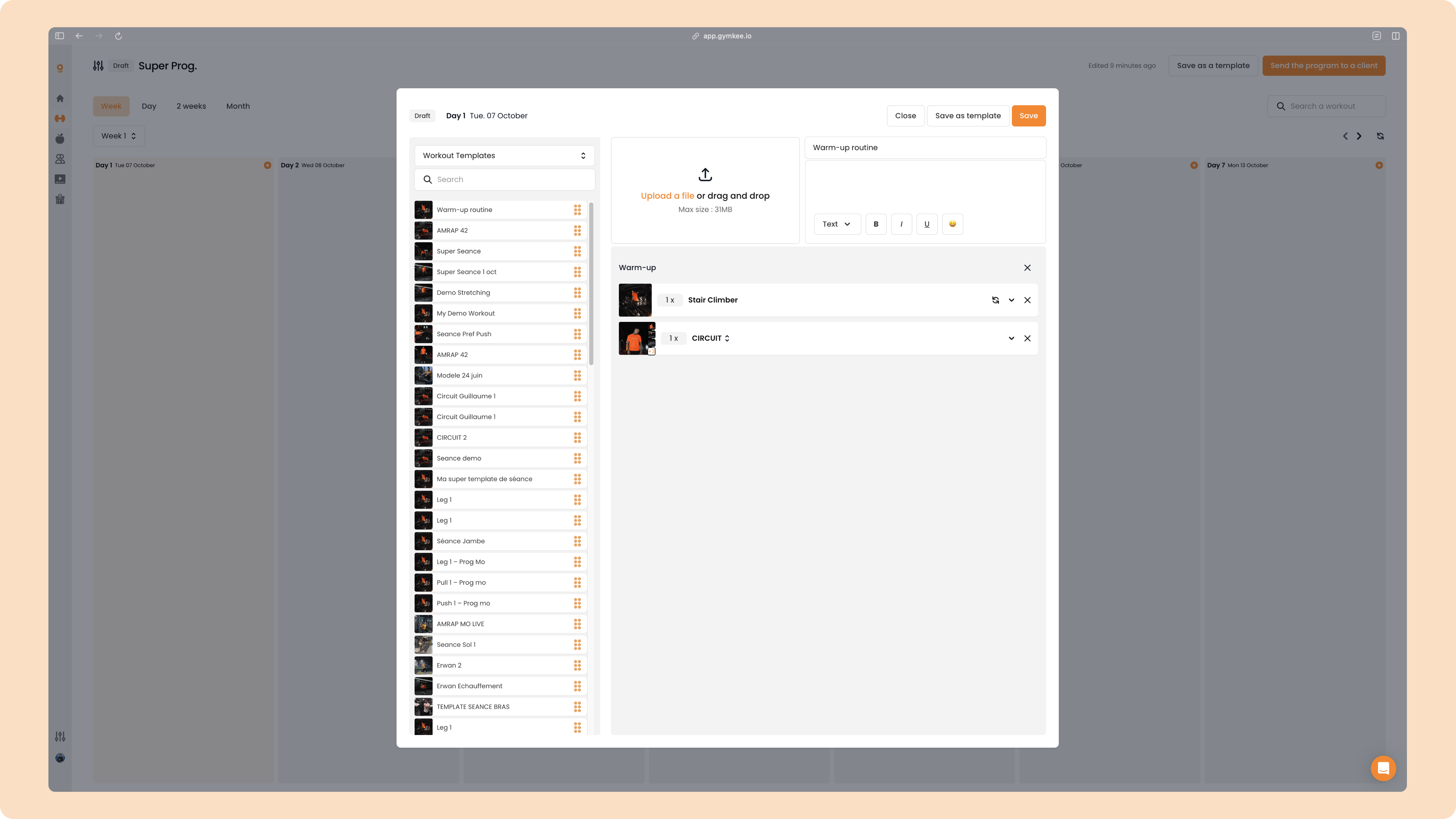 Créer un programme sportif sur Gymkee — screenshot 76