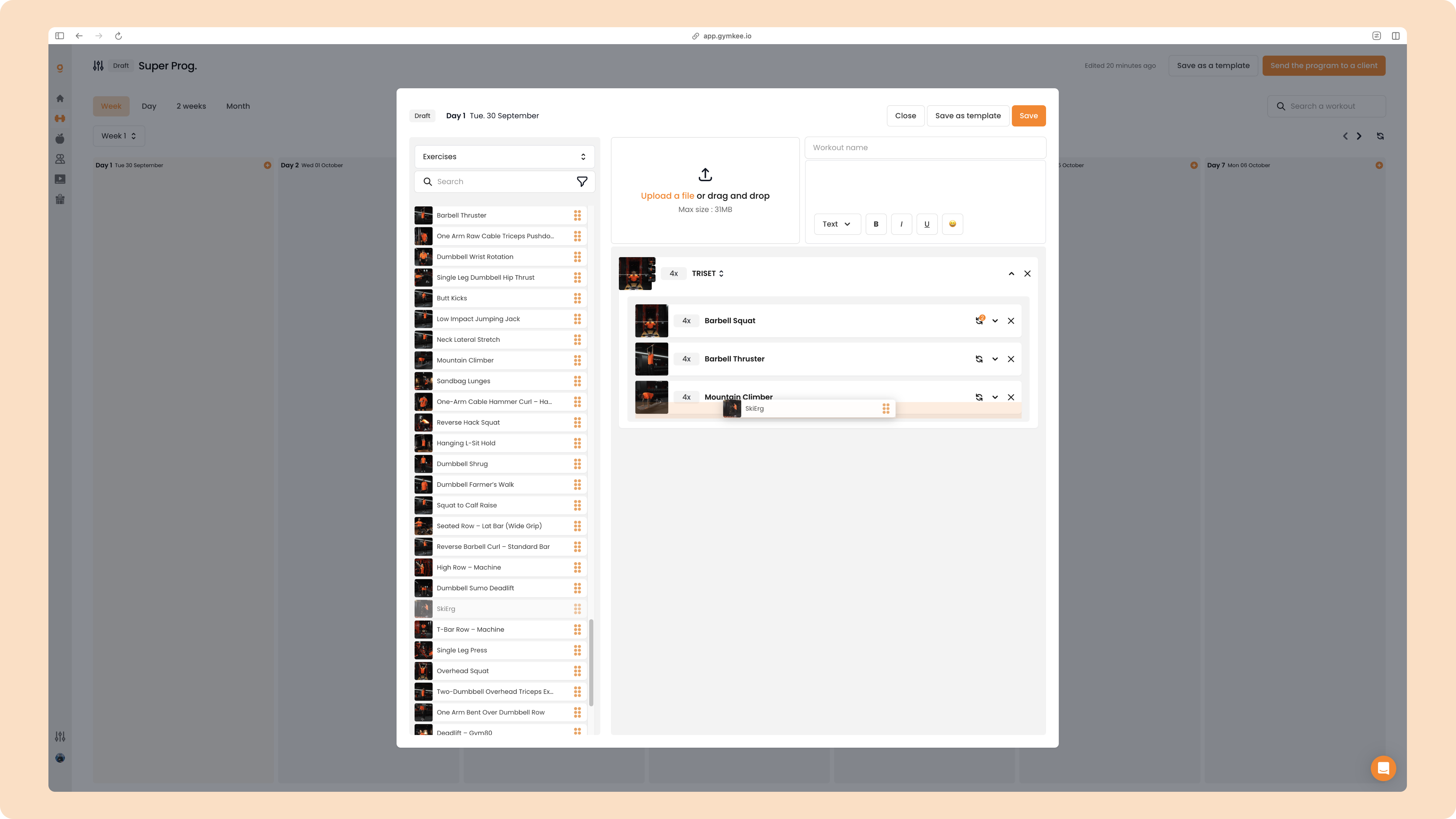 Créer un programme sportif sur Gymkee — screenshot 59
