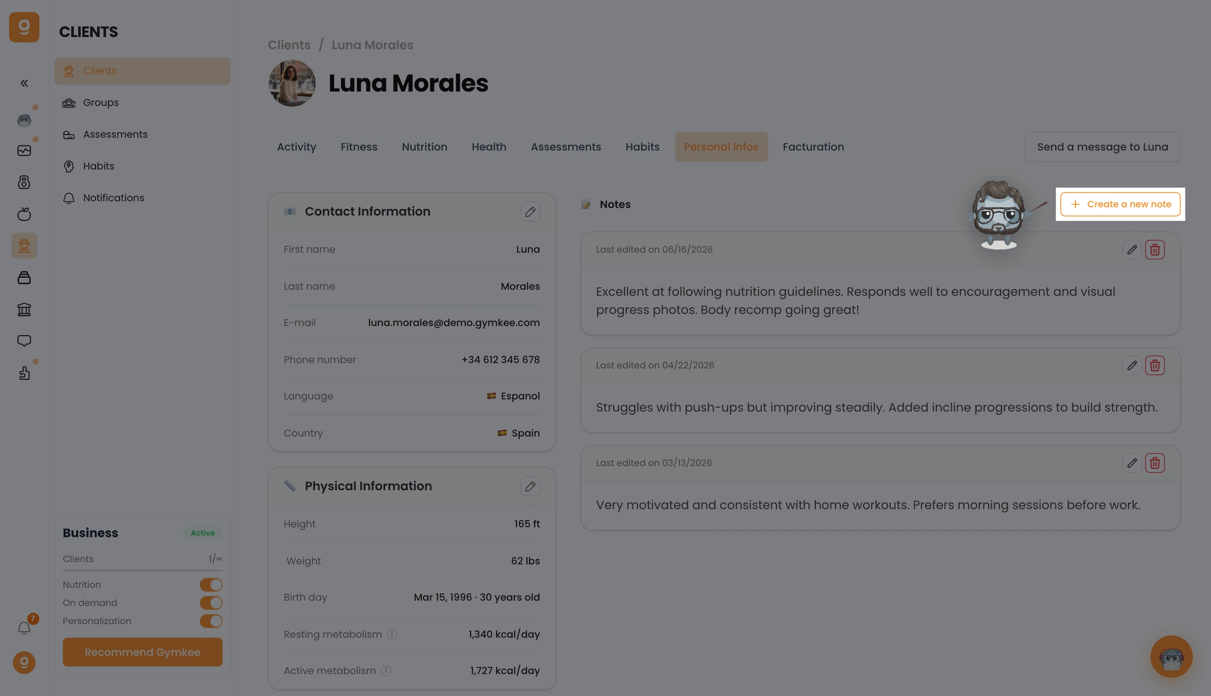 Take notes on your clients — screenshot 1