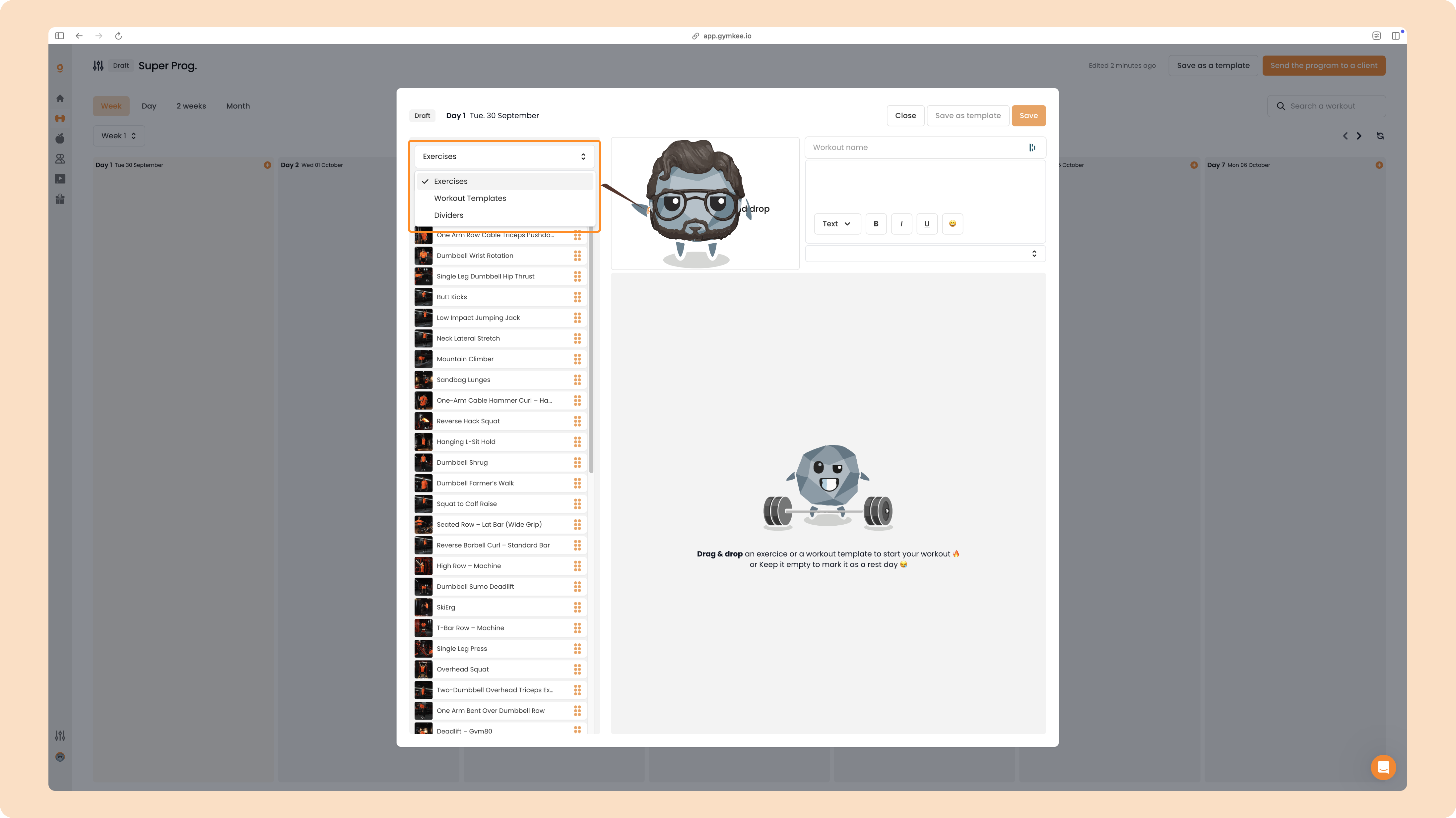 Créer un programme sportif sur Gymkee — screenshot 21