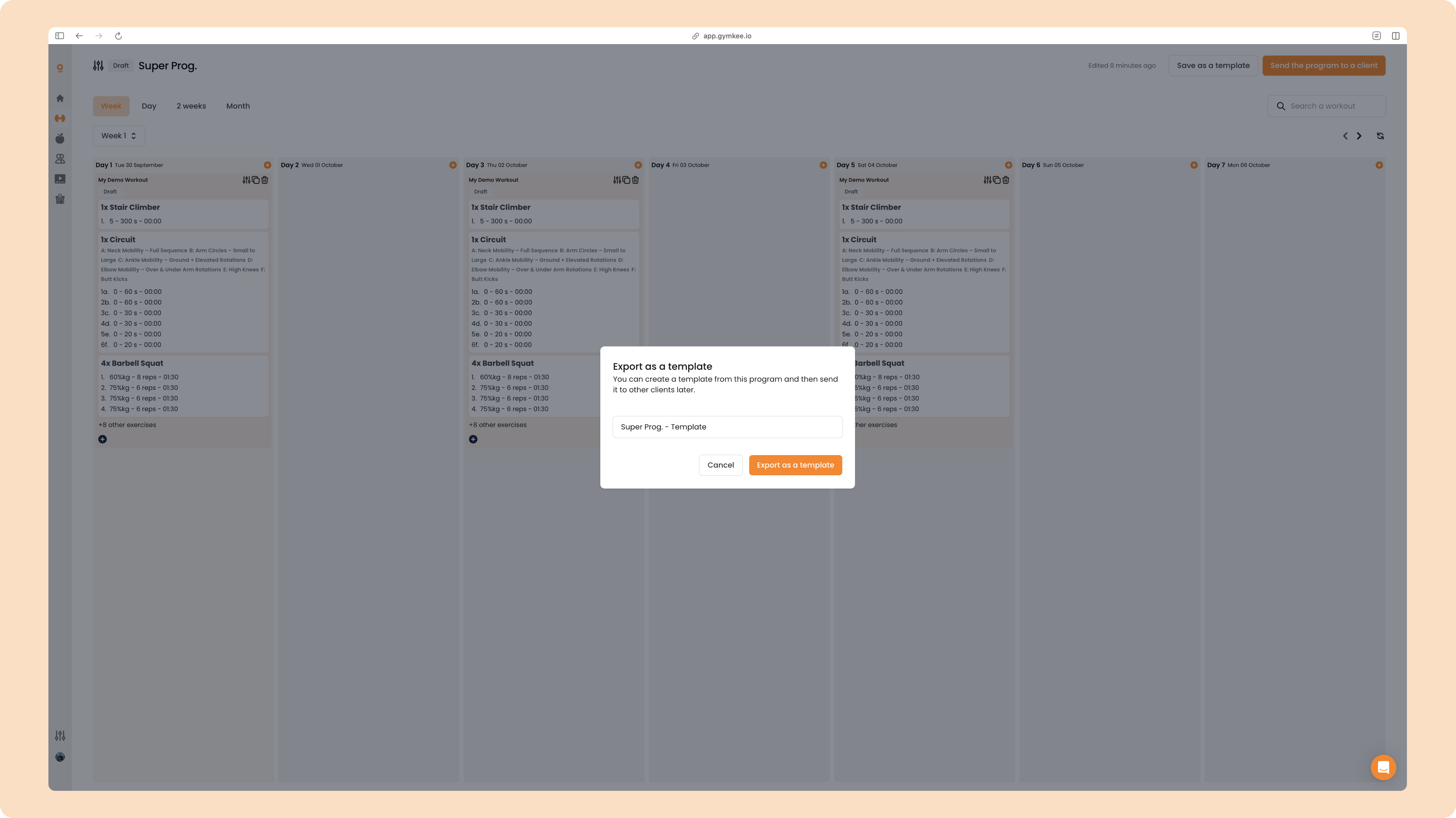 Créer un programme sportif sur Gymkee — screenshot 93