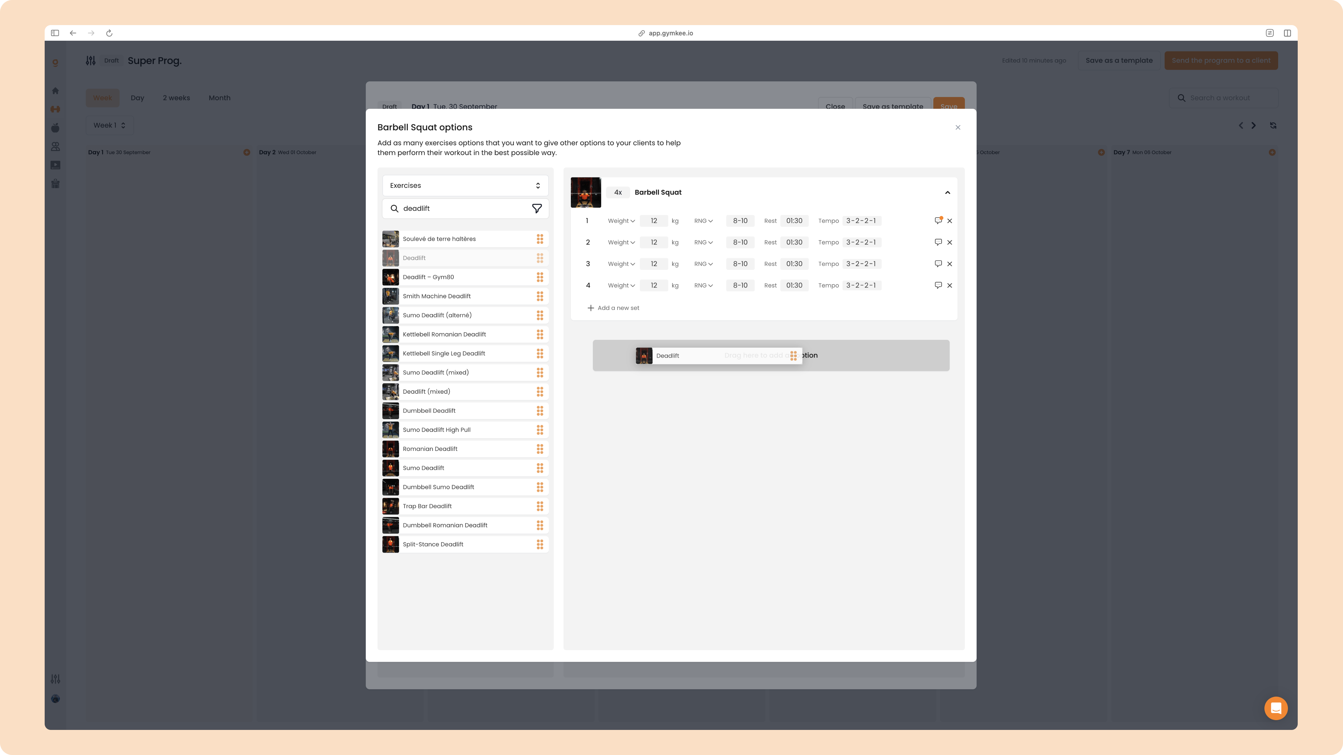 Créer un programme sportif sur Gymkee — screenshot 49