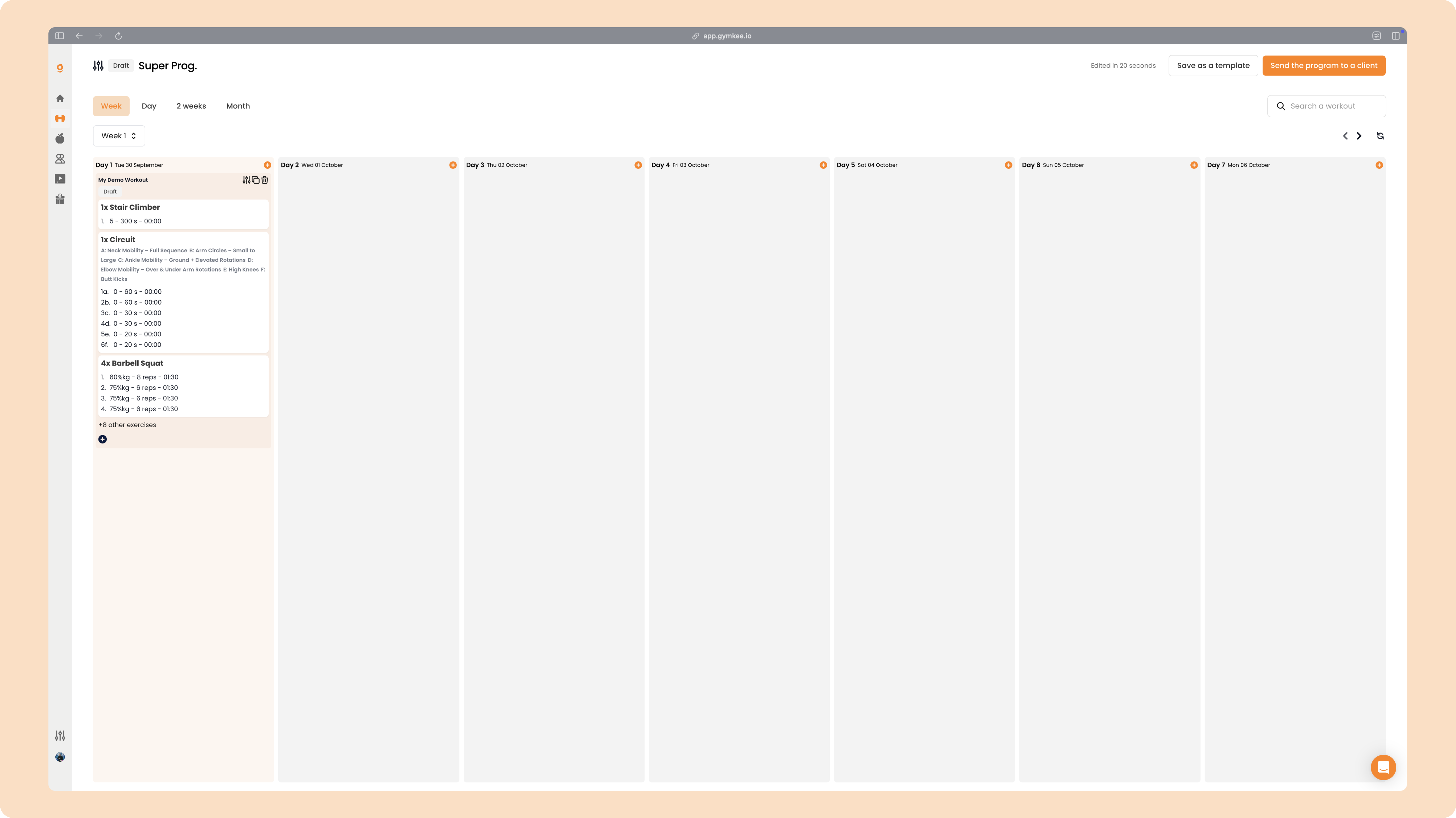 Créer un programme sportif sur Gymkee — screenshot 77