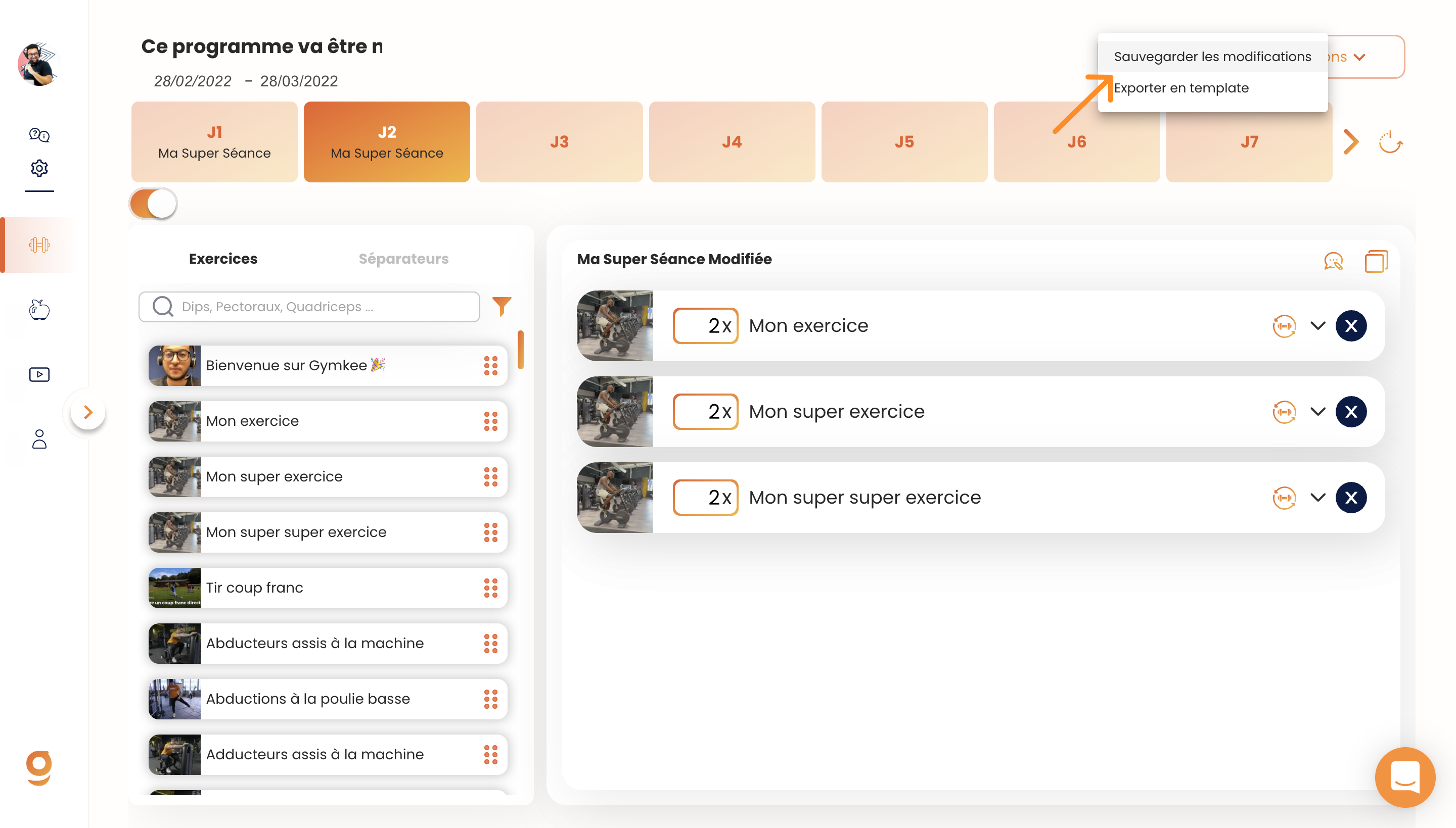 Modifier un programme sportif — screenshot 5