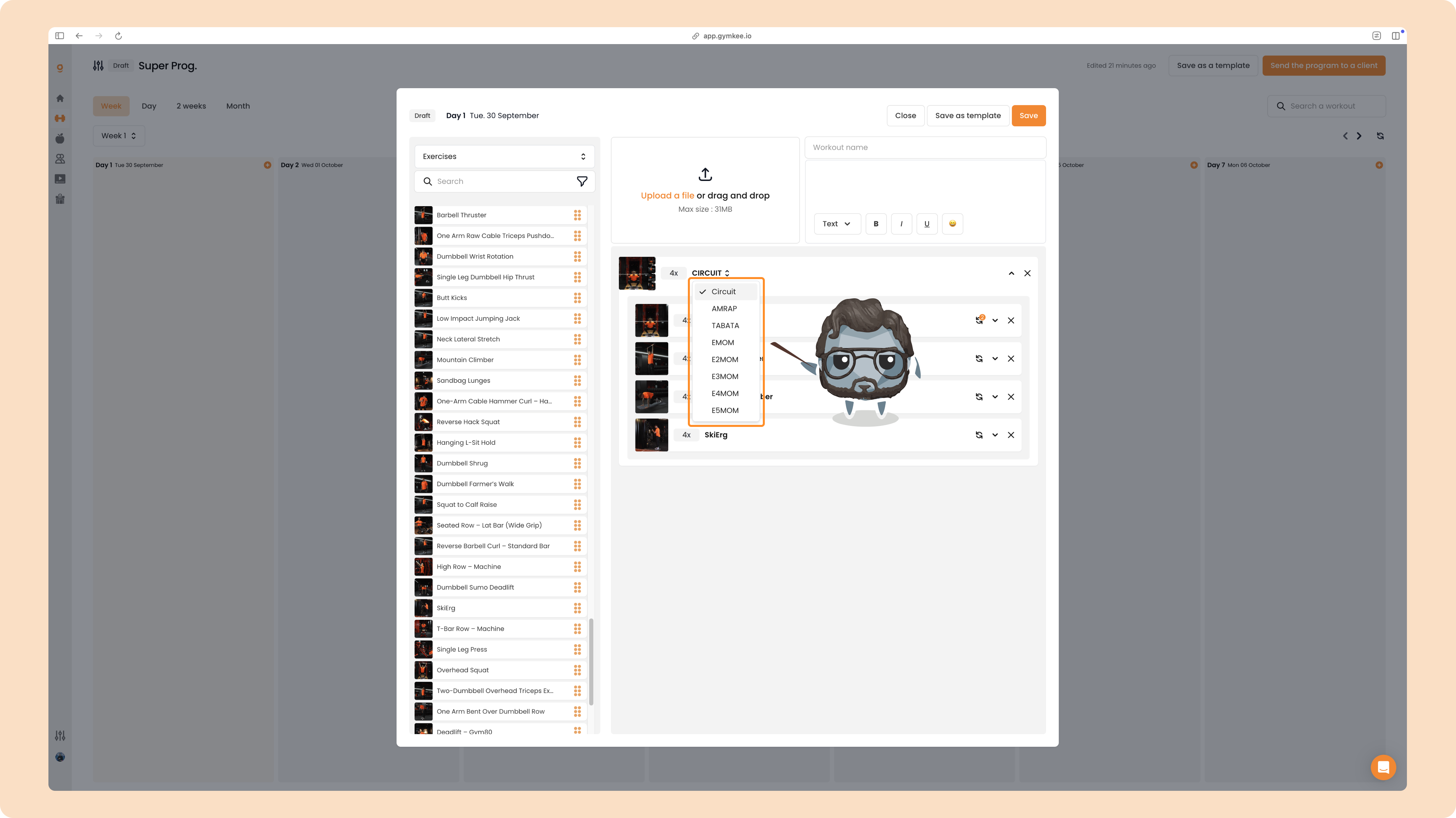 Créer un programme sportif sur Gymkee — screenshot 61