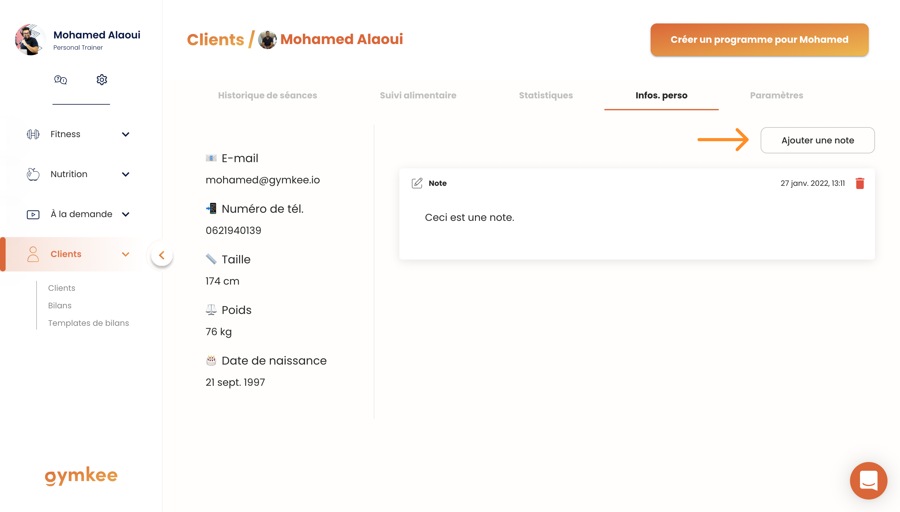 Prendre des notes sur ses clients — screenshot 1