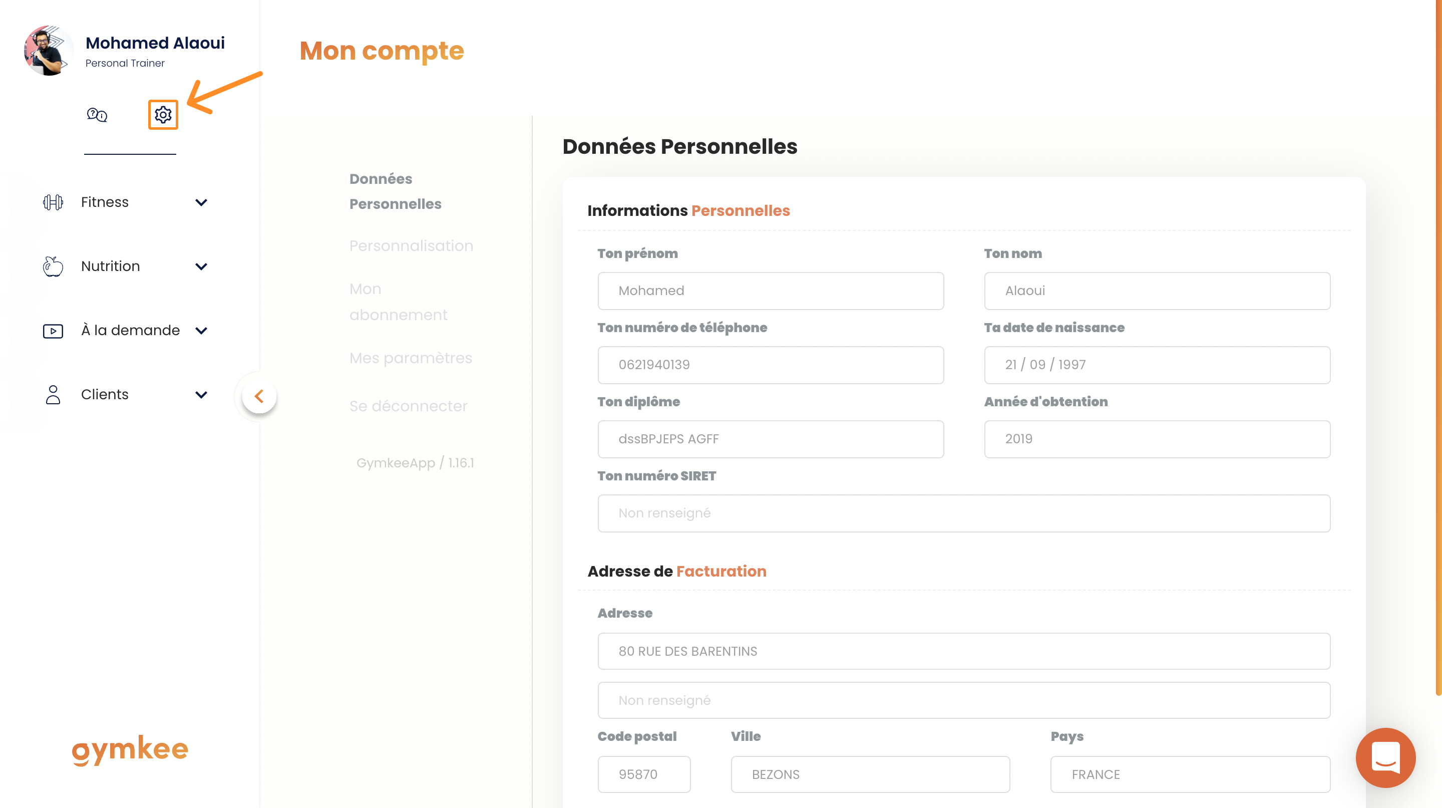 Changer d'abonnement Gymkee — screenshot 1