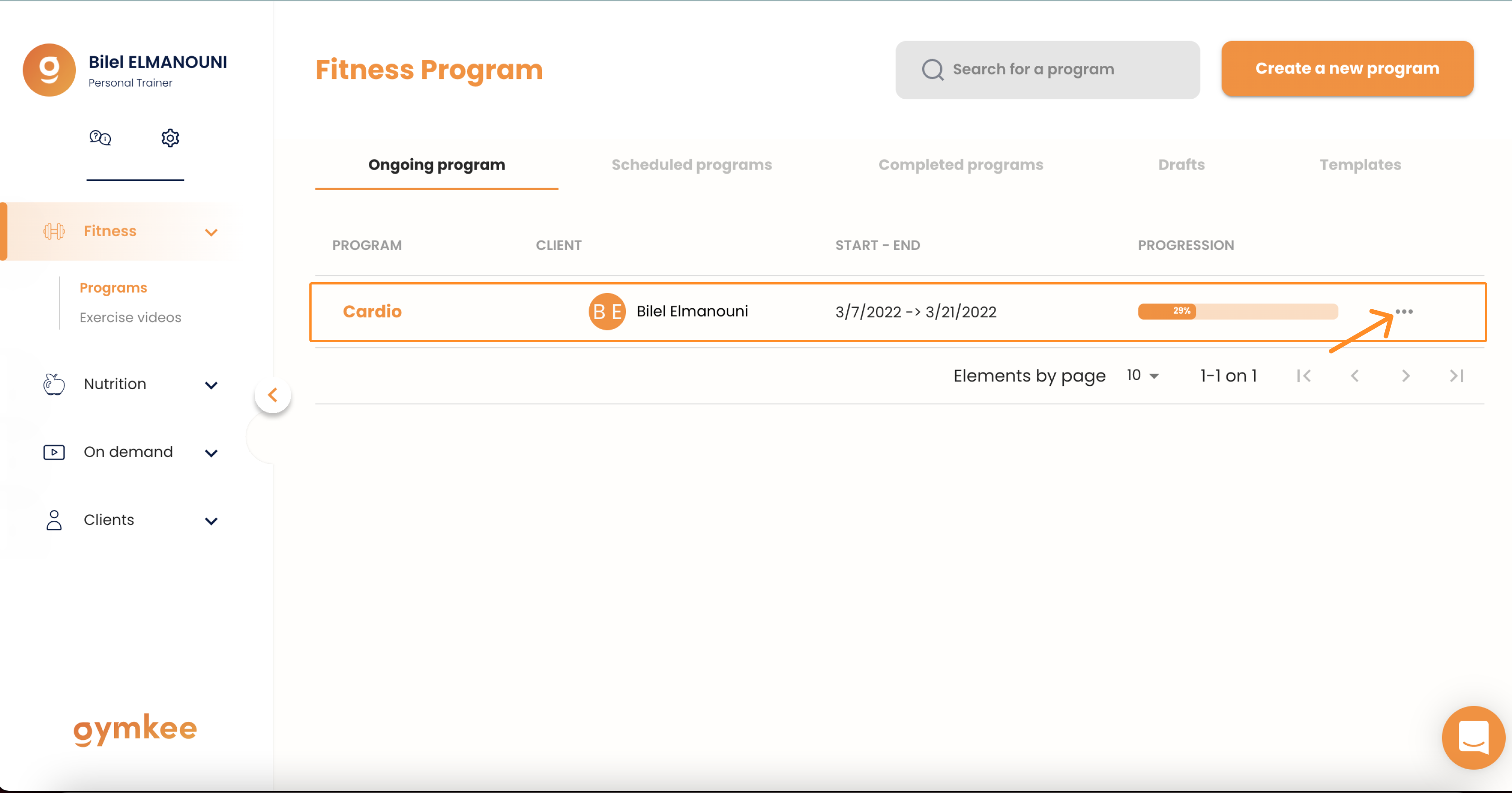 Edycja programu treningowego — screenshot 2