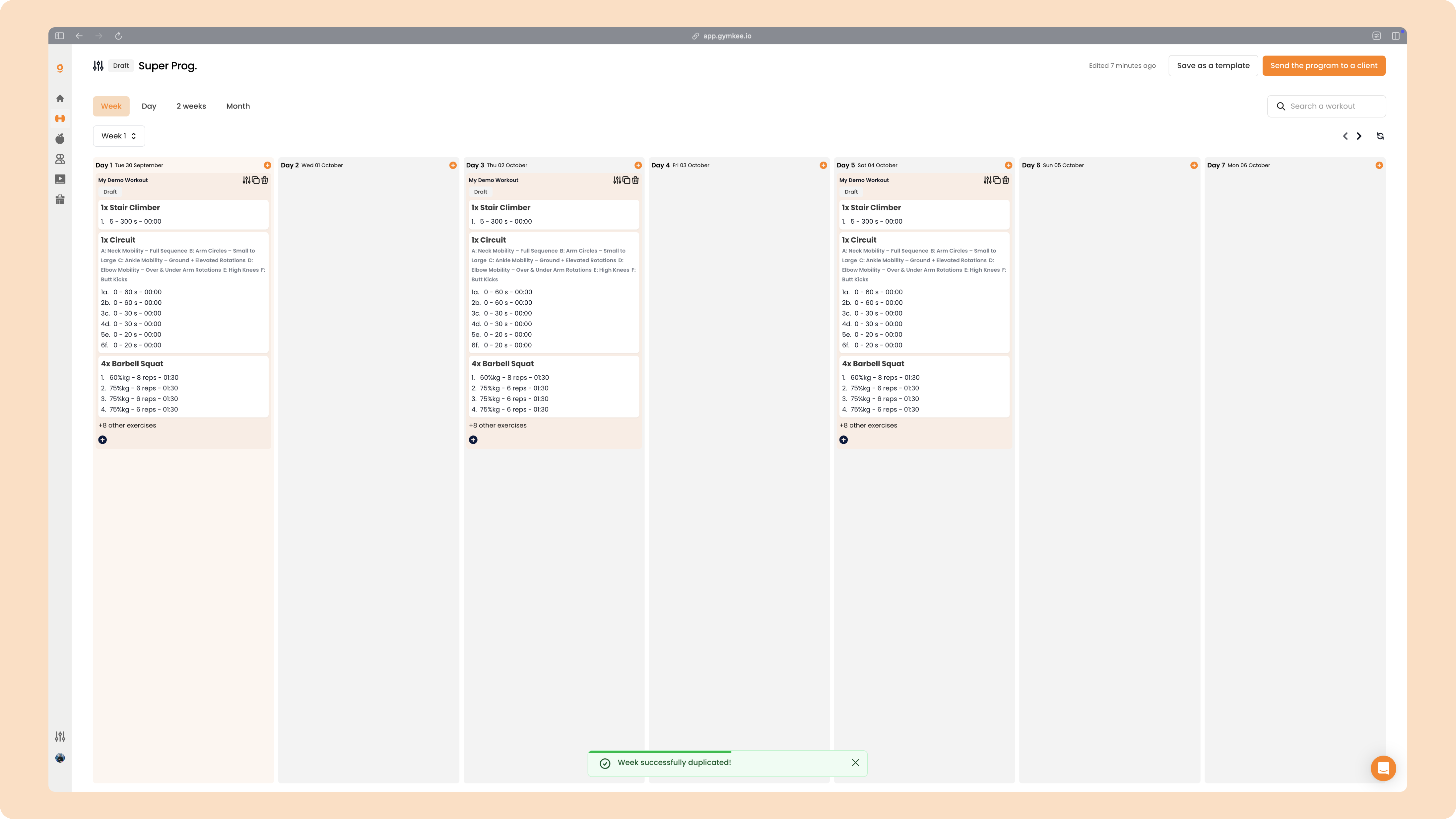 Créer un programme sportif sur Gymkee — screenshot 88