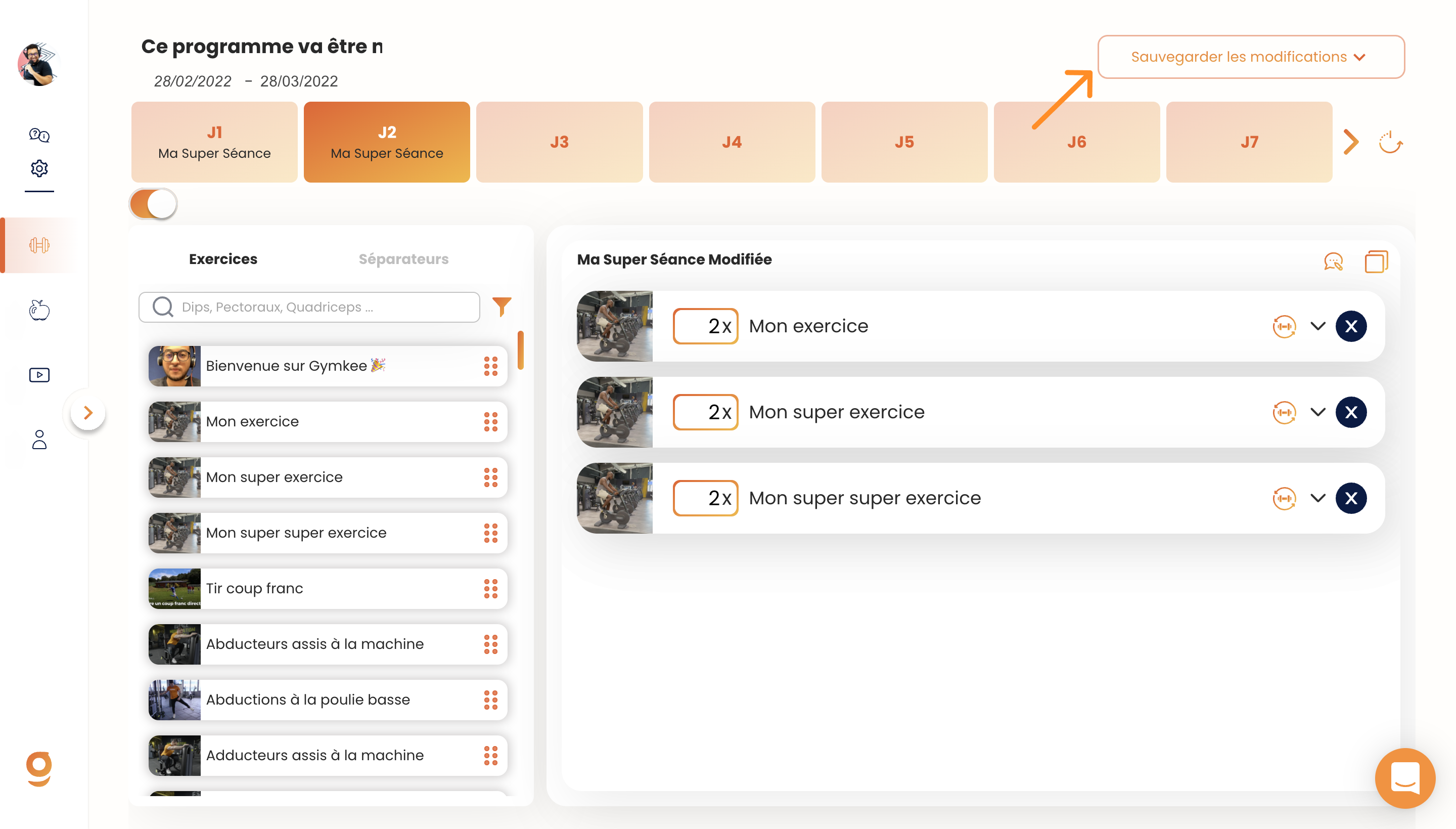 Modifier un programme sportif — screenshot 4