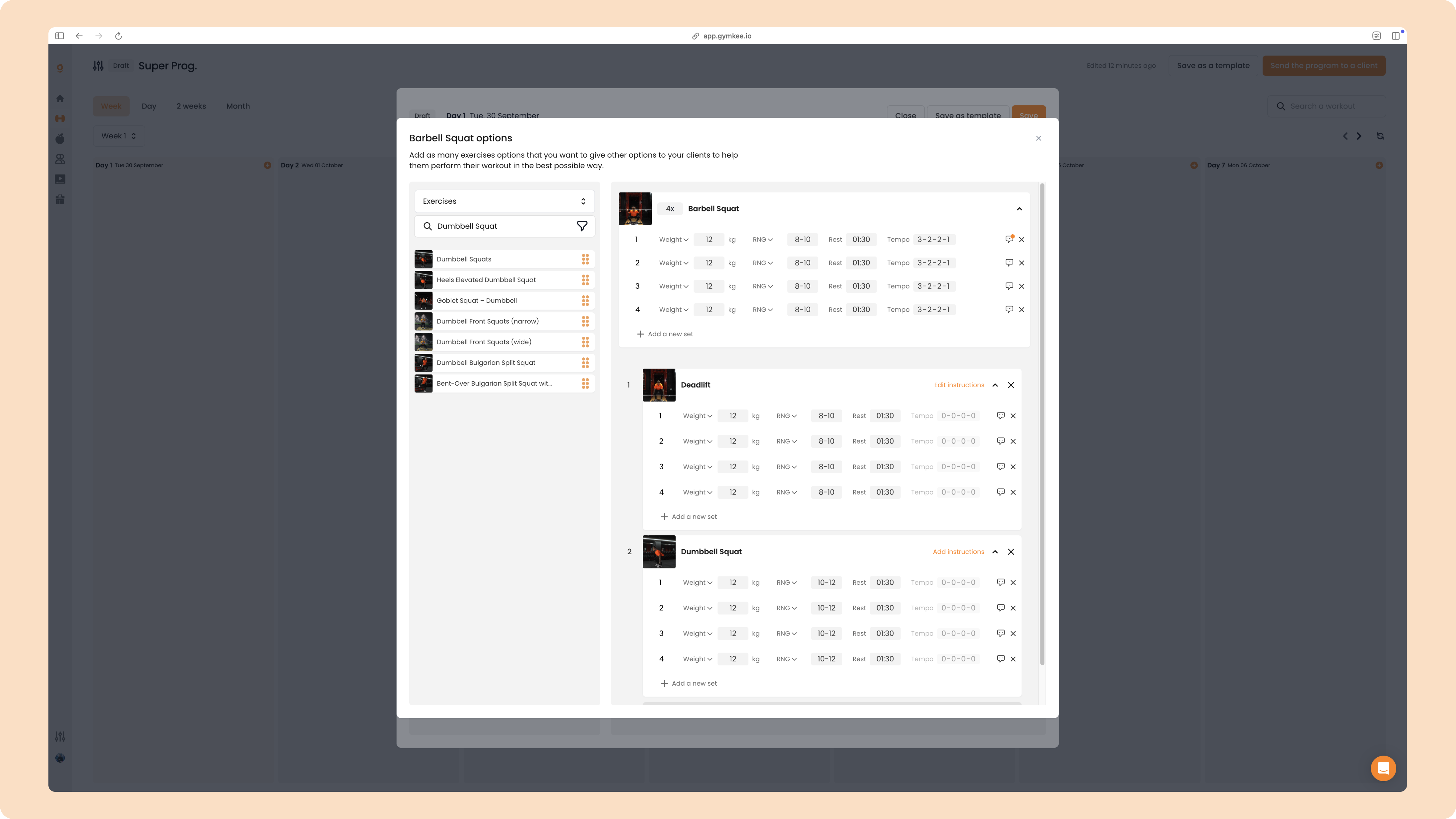 Créer un programme sportif sur Gymkee — screenshot 52