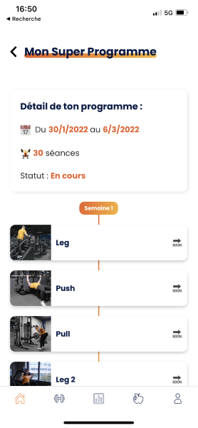 Voir son programme sportif complet sur Gymkee — screenshot 2