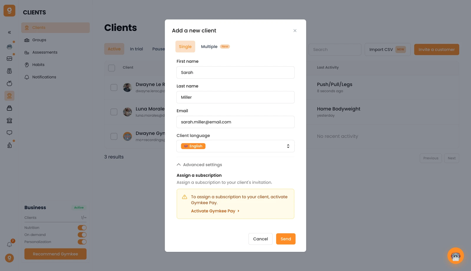 Add your first clients — screenshot 2