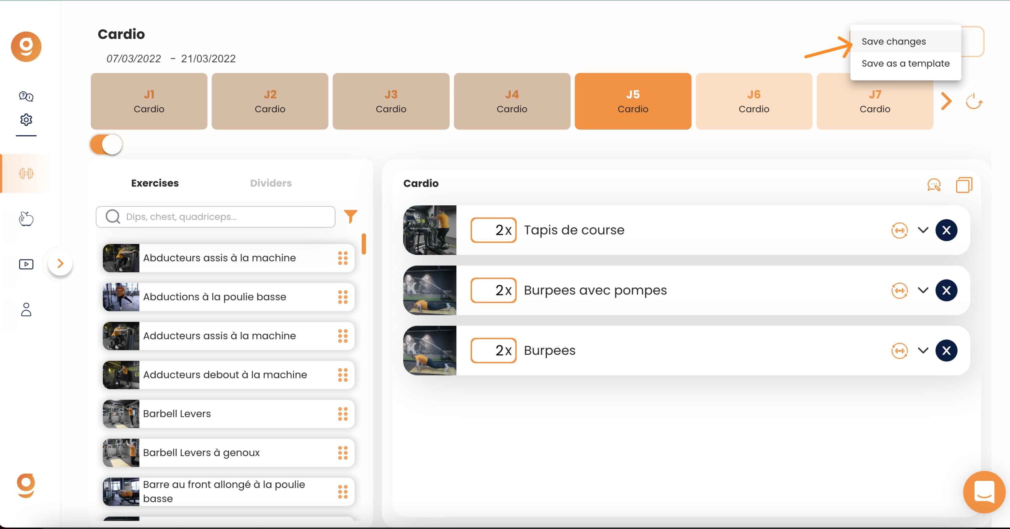 Edycja programu treningowego — screenshot 5