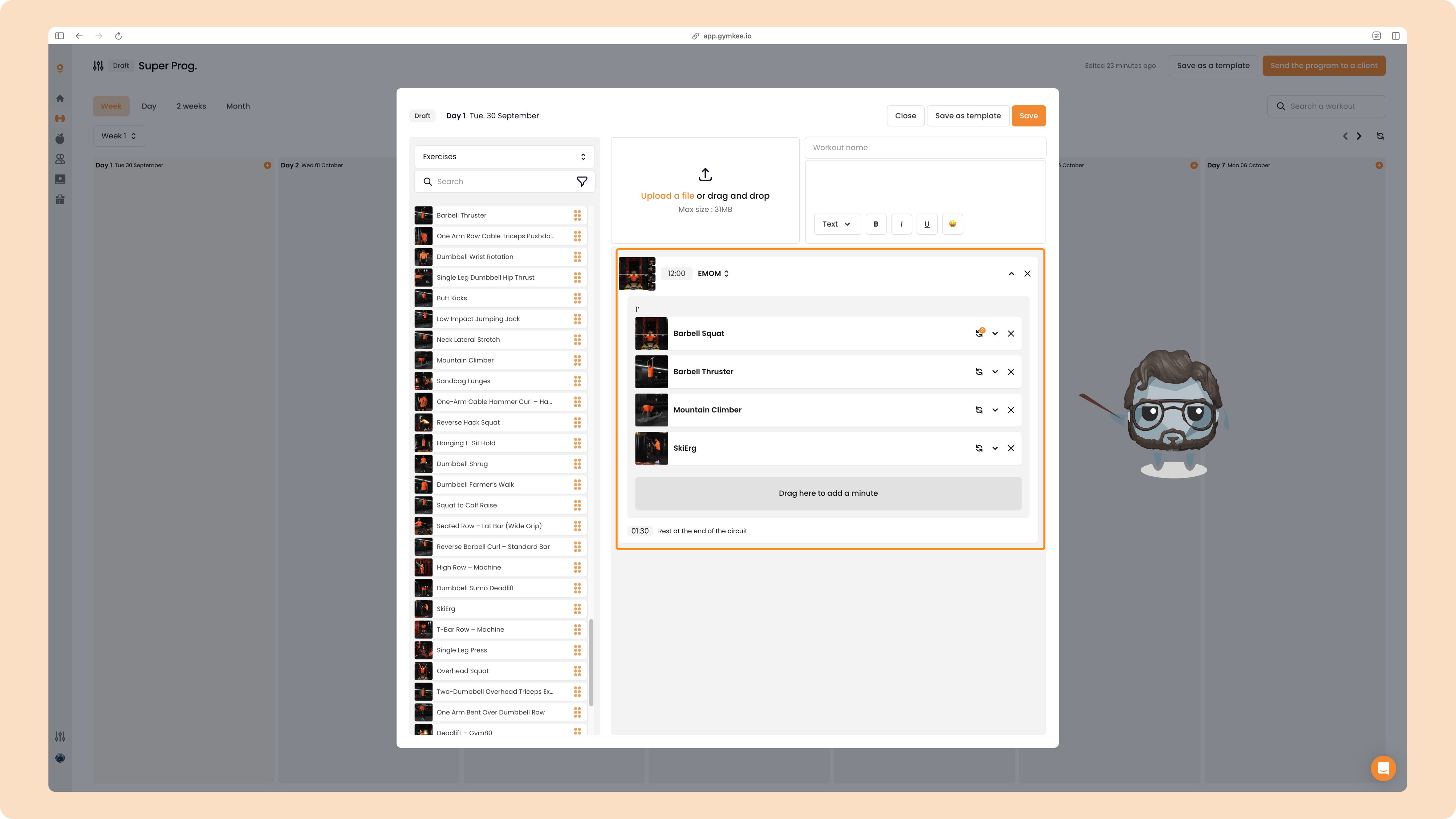 Créer un programme sportif sur Gymkee — screenshot 65