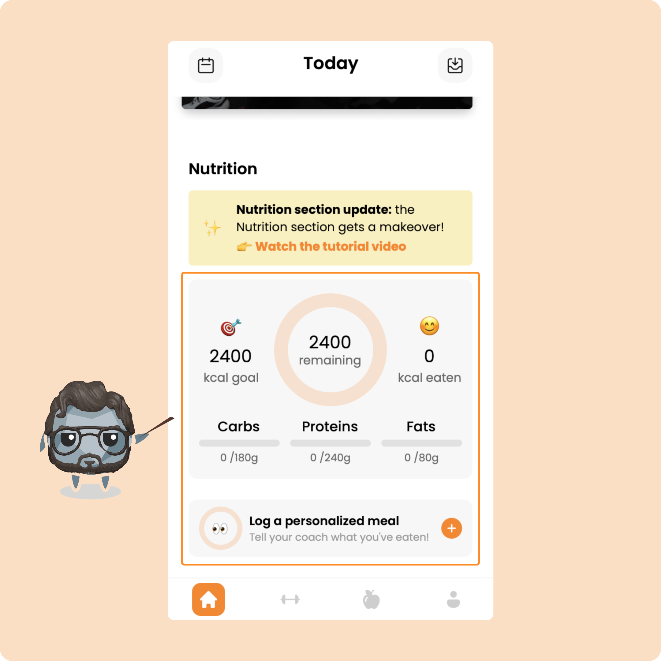 Log meals with a daily calorie goal — screenshot 1