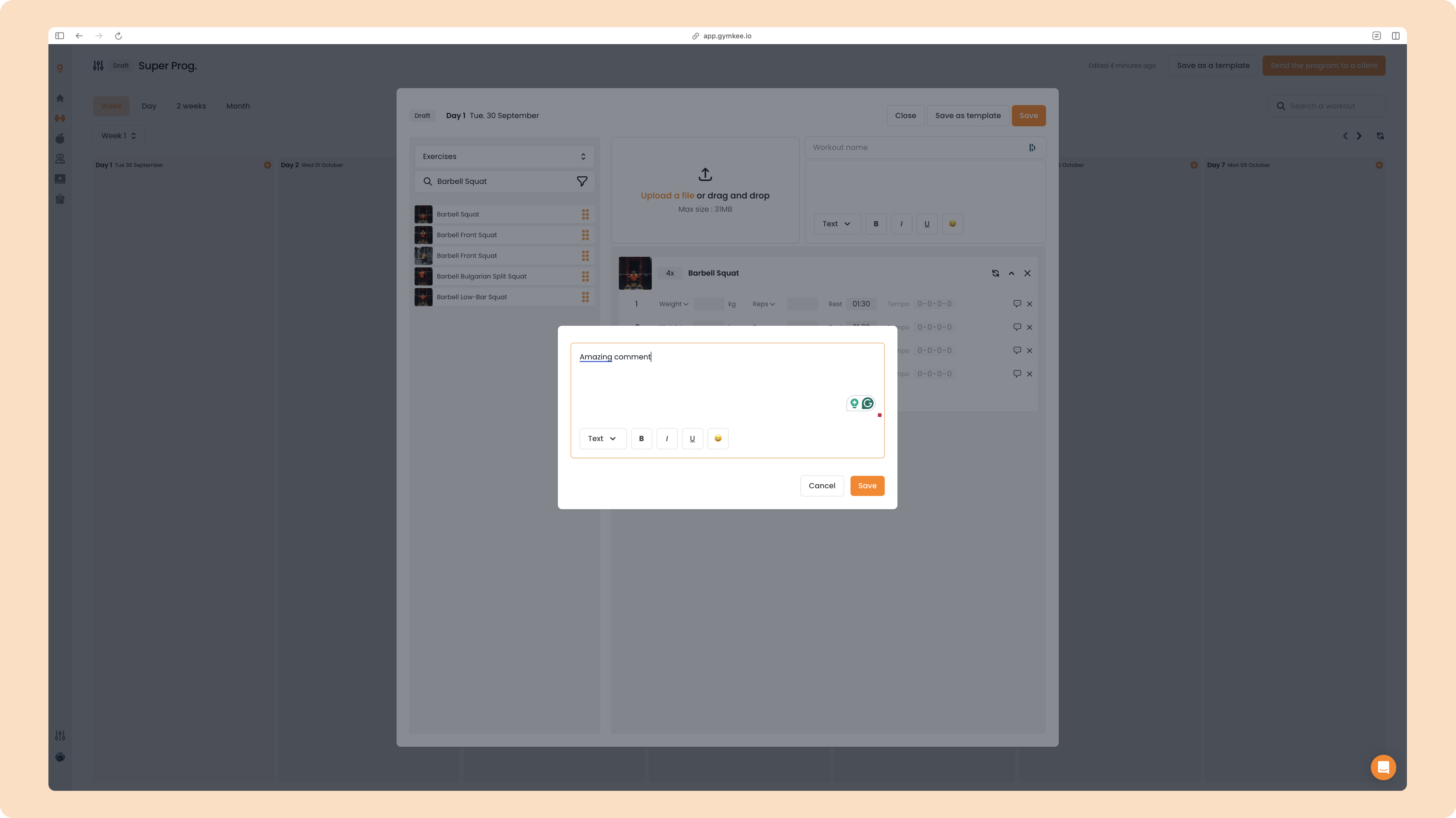 Créer un programme sportif sur Gymkee — screenshot 38