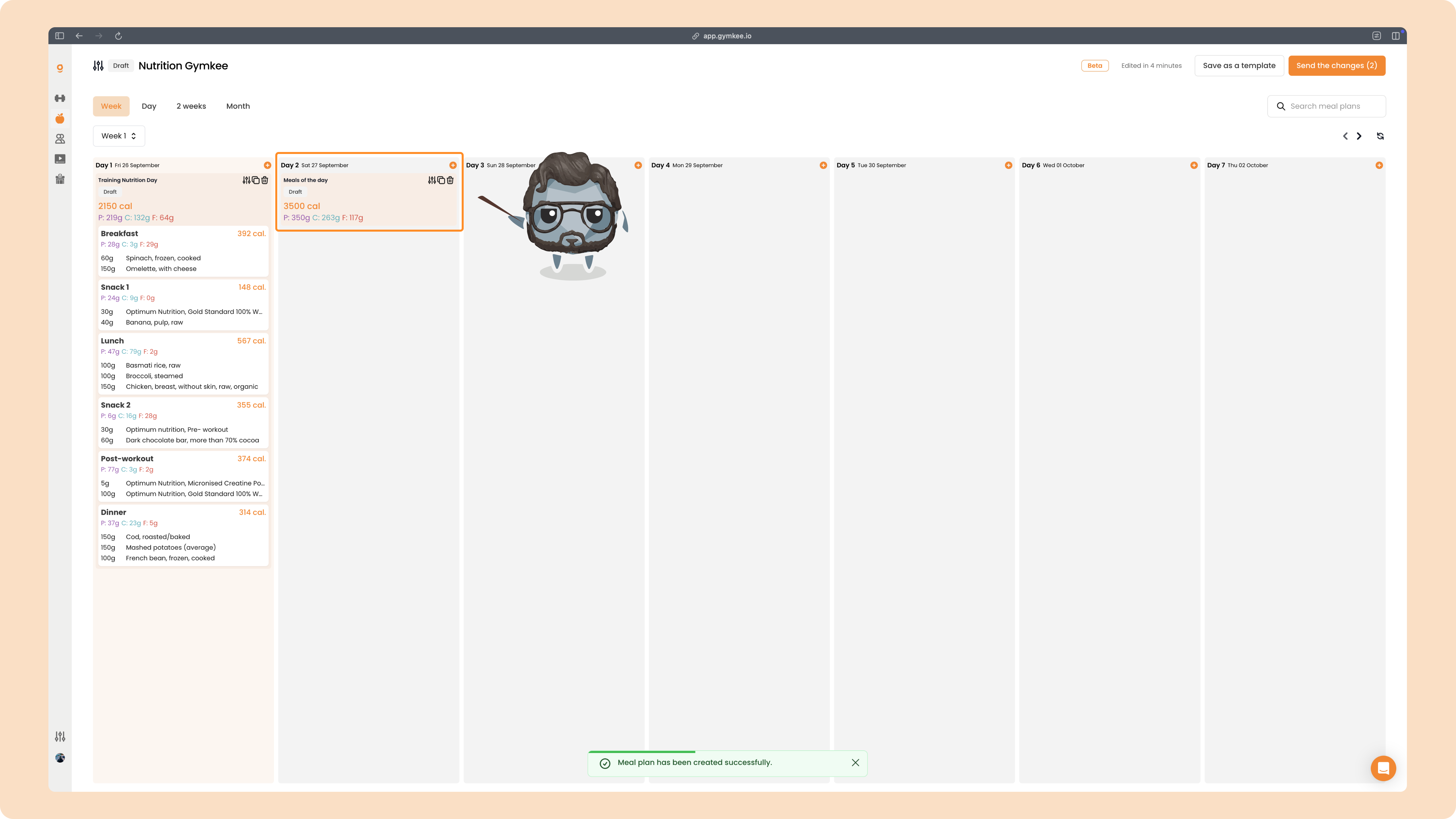 Créer un plan nutrition avec objectif calorique journalier (sans détails par repas) — screenshot 10